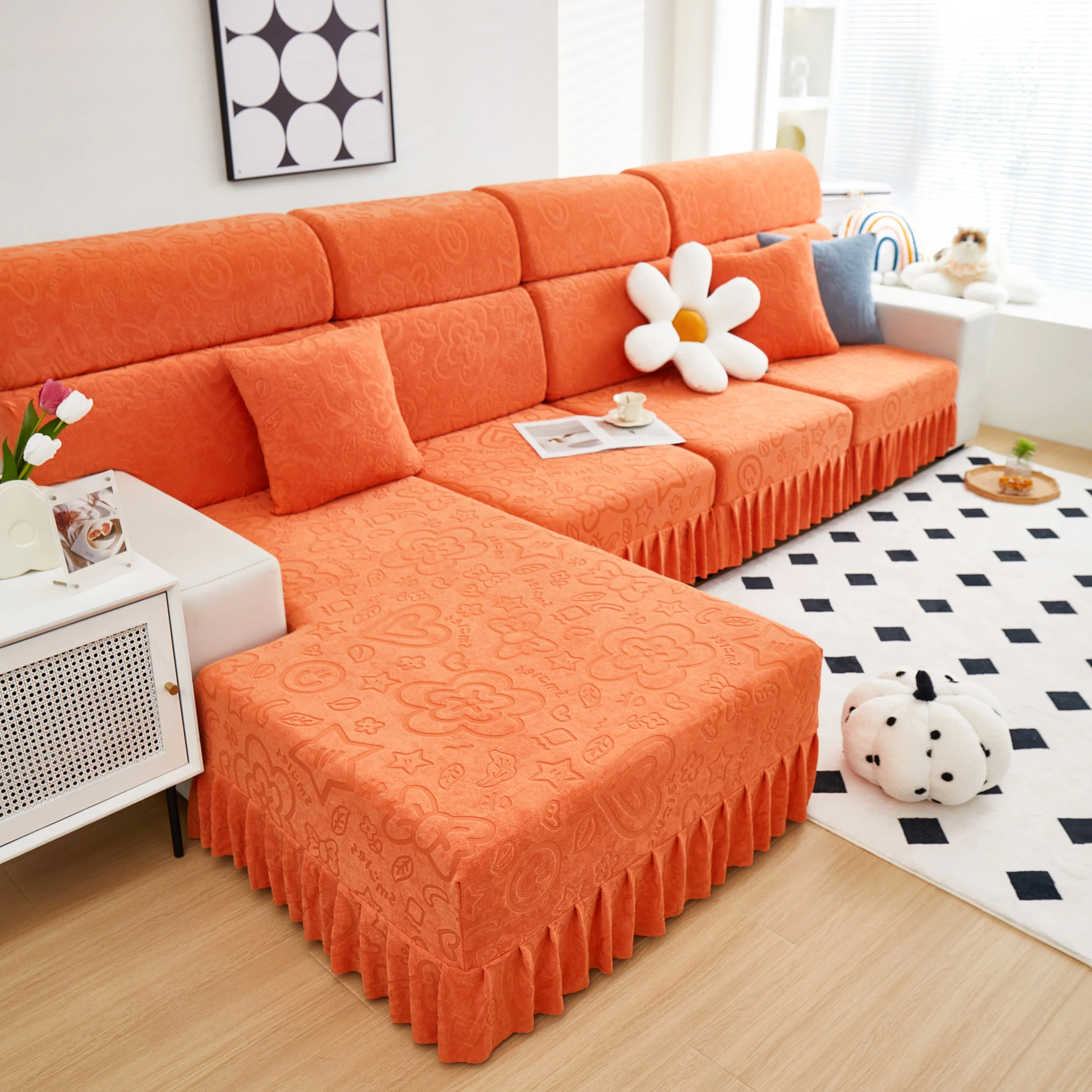 Elastic Skirted Couch Cushion Covers for 1/2/3/4-Seater Sofas, Furniture Protector for Pets, Kids - Image 120