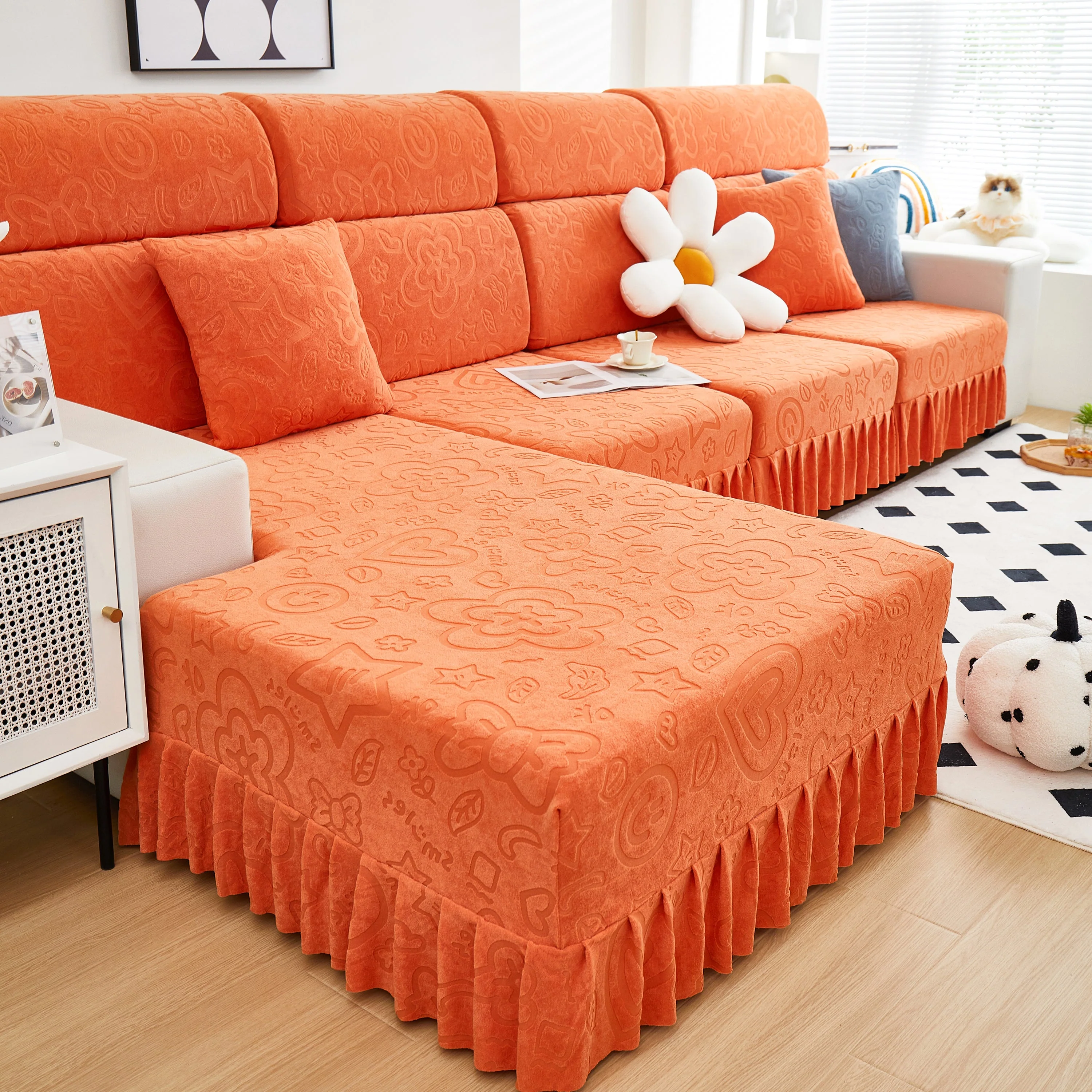 Elastic Skirted Couch Cushion Covers for 1/2/3/4-Seater Sofas, Furniture Protector for Pets, Kids - Image 123