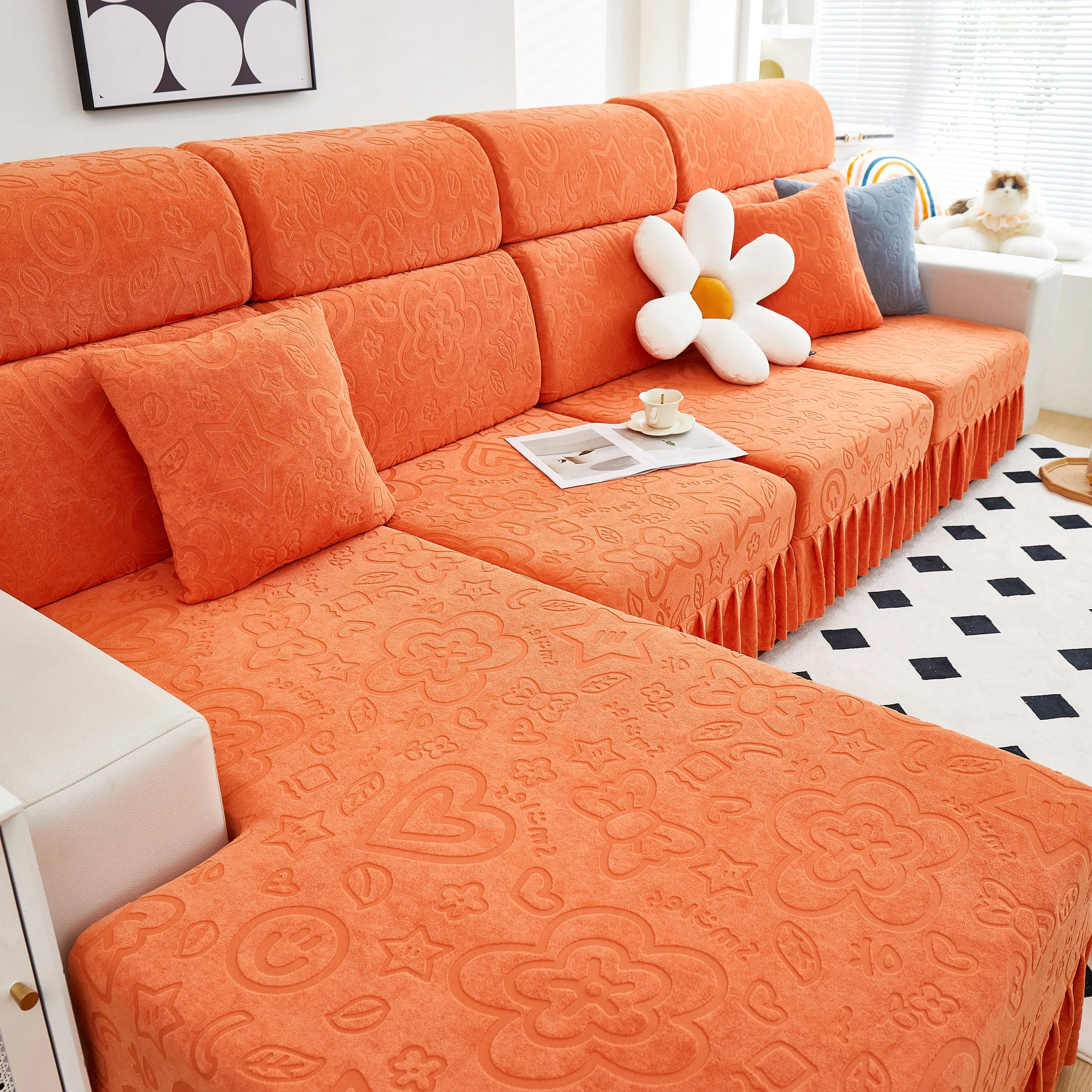 Elastic Skirted Couch Cushion Covers for 1/2/3/4-Seater Sofas, Furniture Protector for Pets, Kids - Image 125