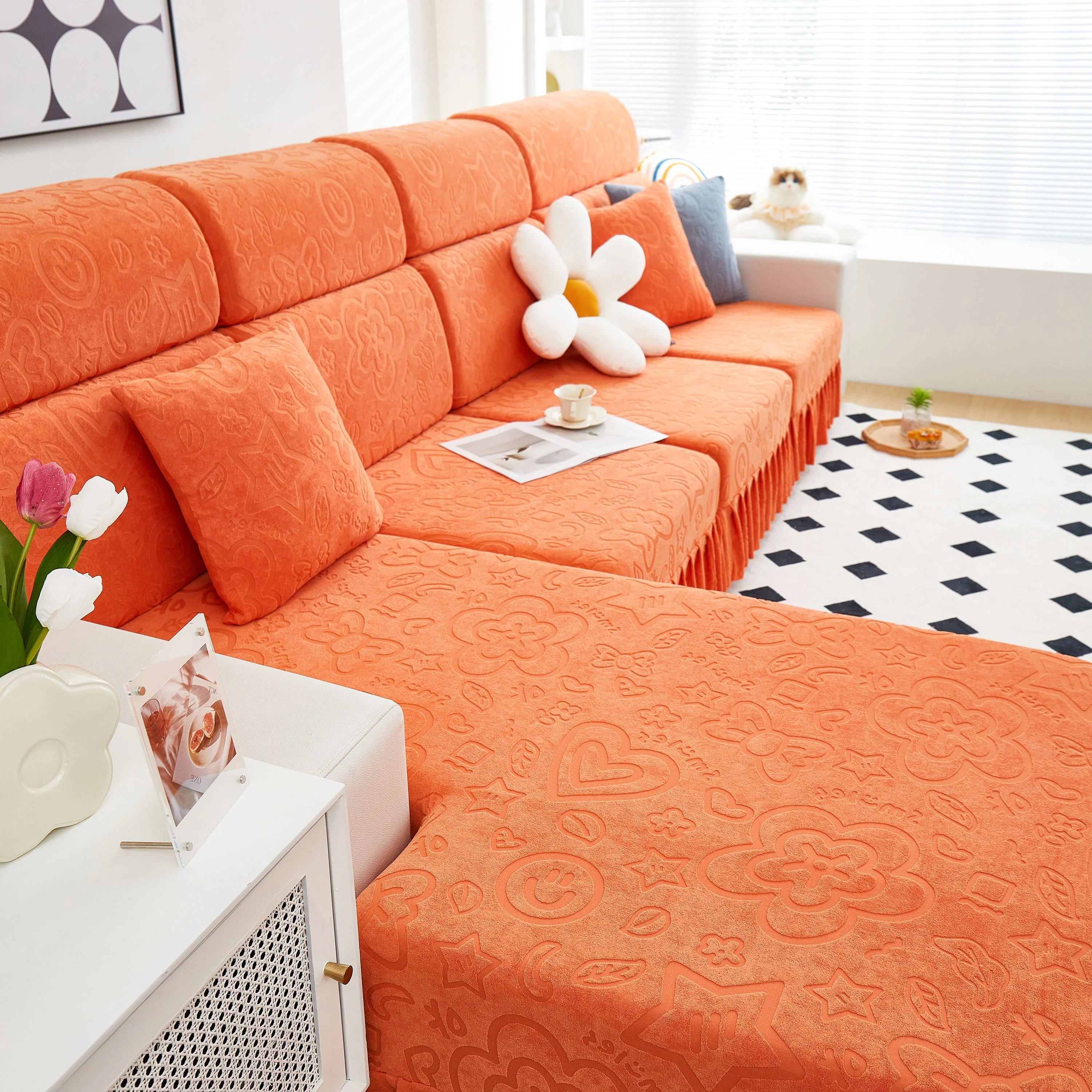 Elastic Skirted Couch Cushion Covers for 1/2/3/4-Seater Sofas, Furniture Protector for Pets, Kids - Image 127
