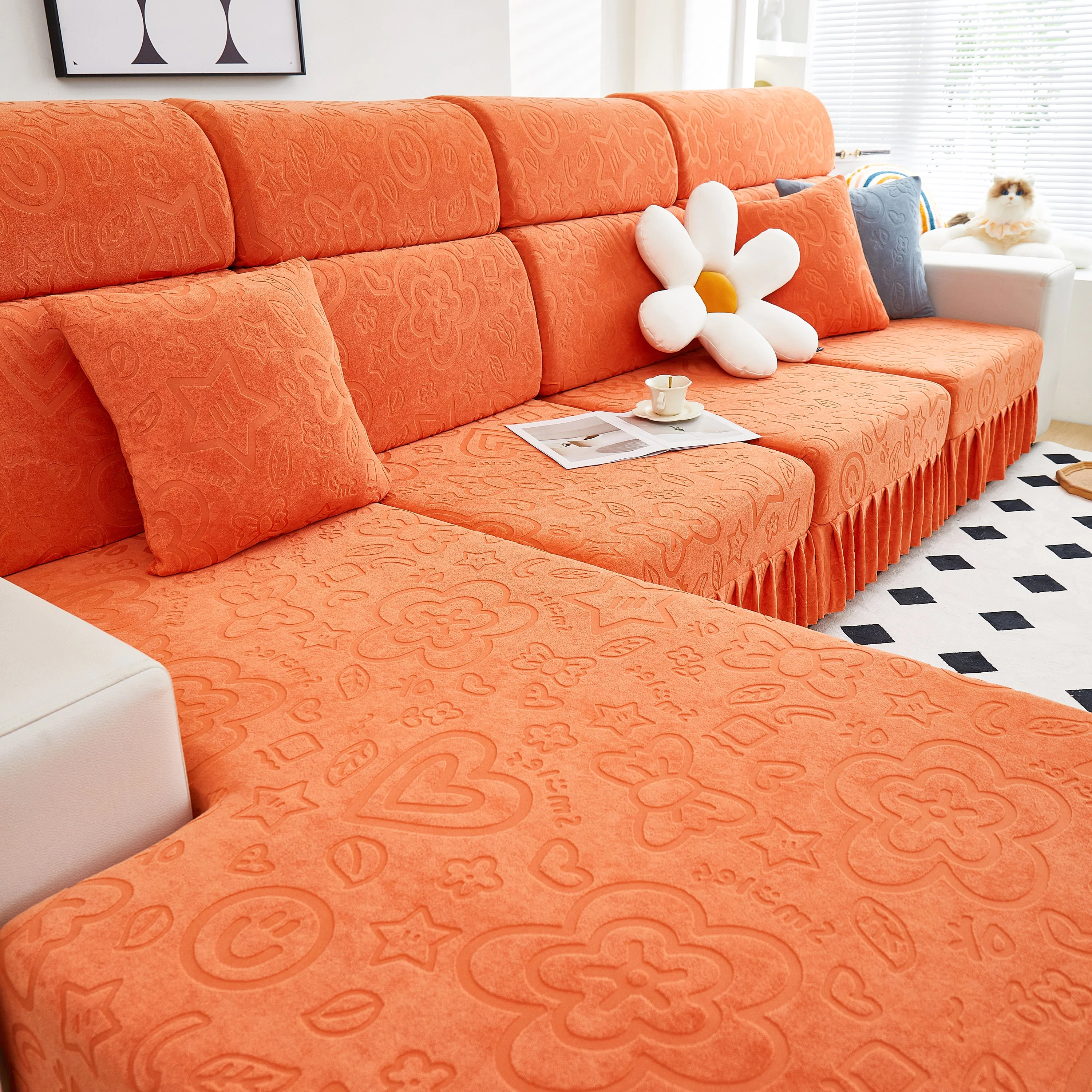 Elastic Skirted Couch Cushion Covers for 1/2/3/4-Seater Sofas, Furniture Protector for Pets, Kids - Image 128
