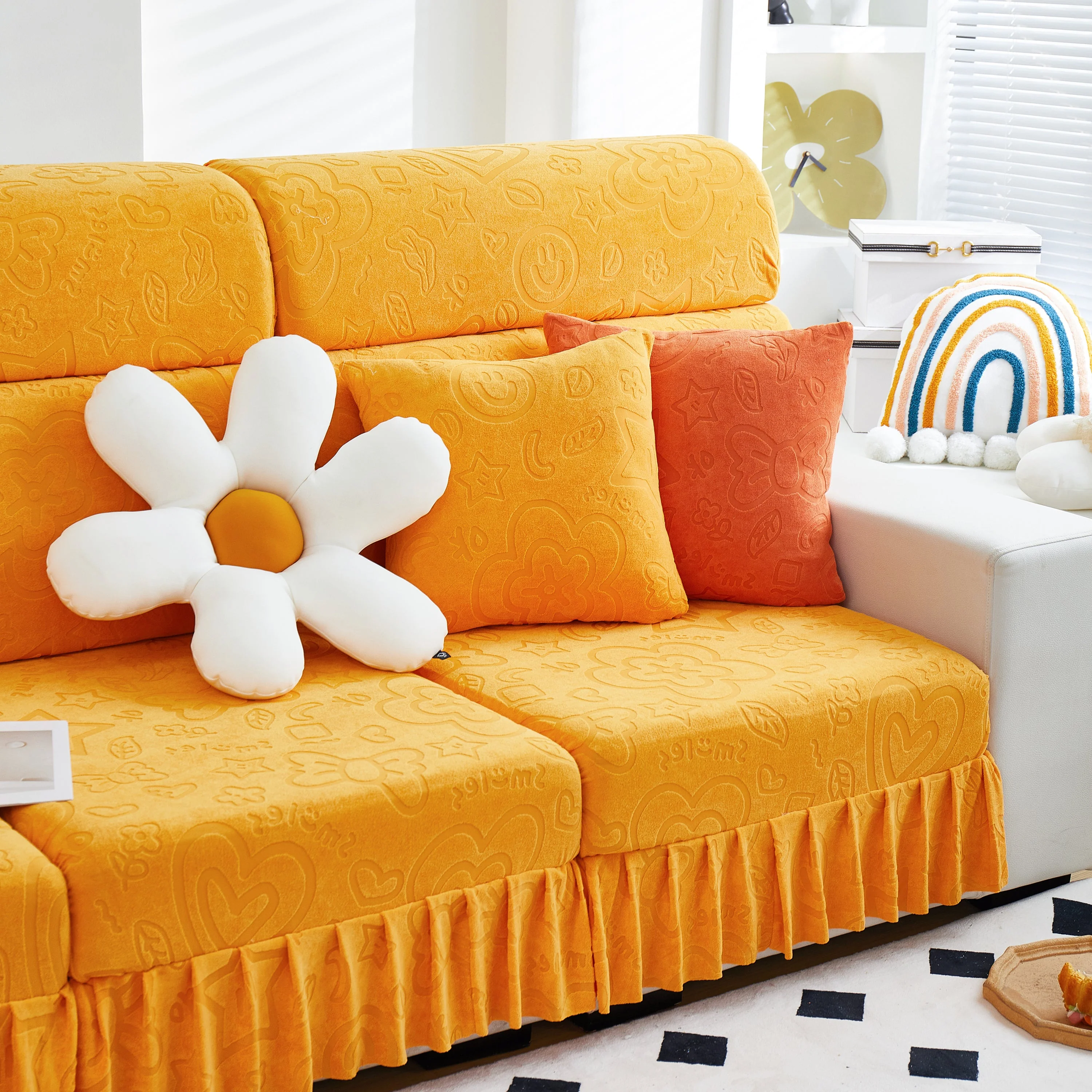 Elastic Skirted Couch Cushion Covers for 1/2/3/4-Seater Sofas, Furniture Protector for Pets, Kids - Image 139