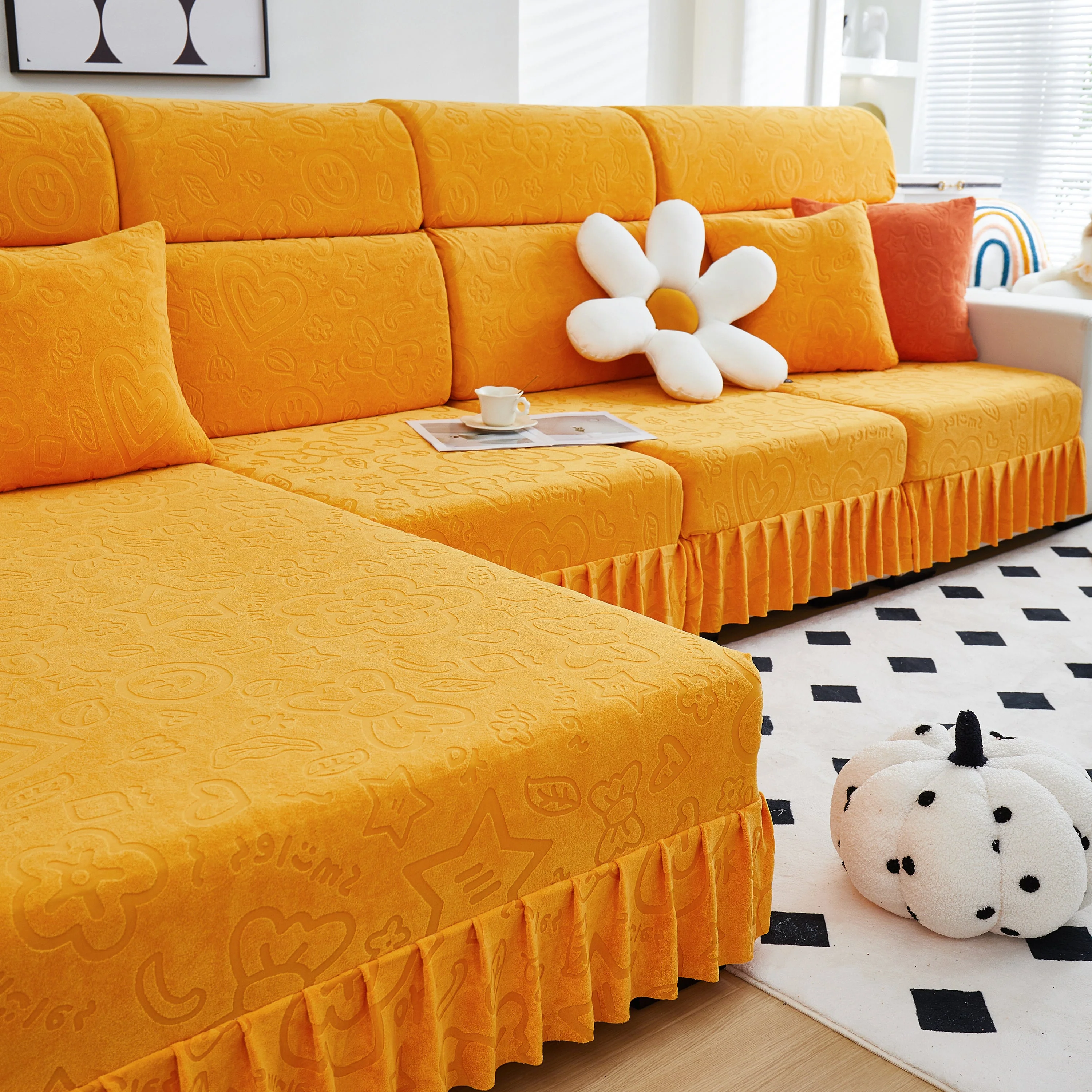 Elastic Skirted Couch Cushion Covers for 1/2/3/4-Seater Sofas, Furniture Protector for Pets, Kids - Image 141