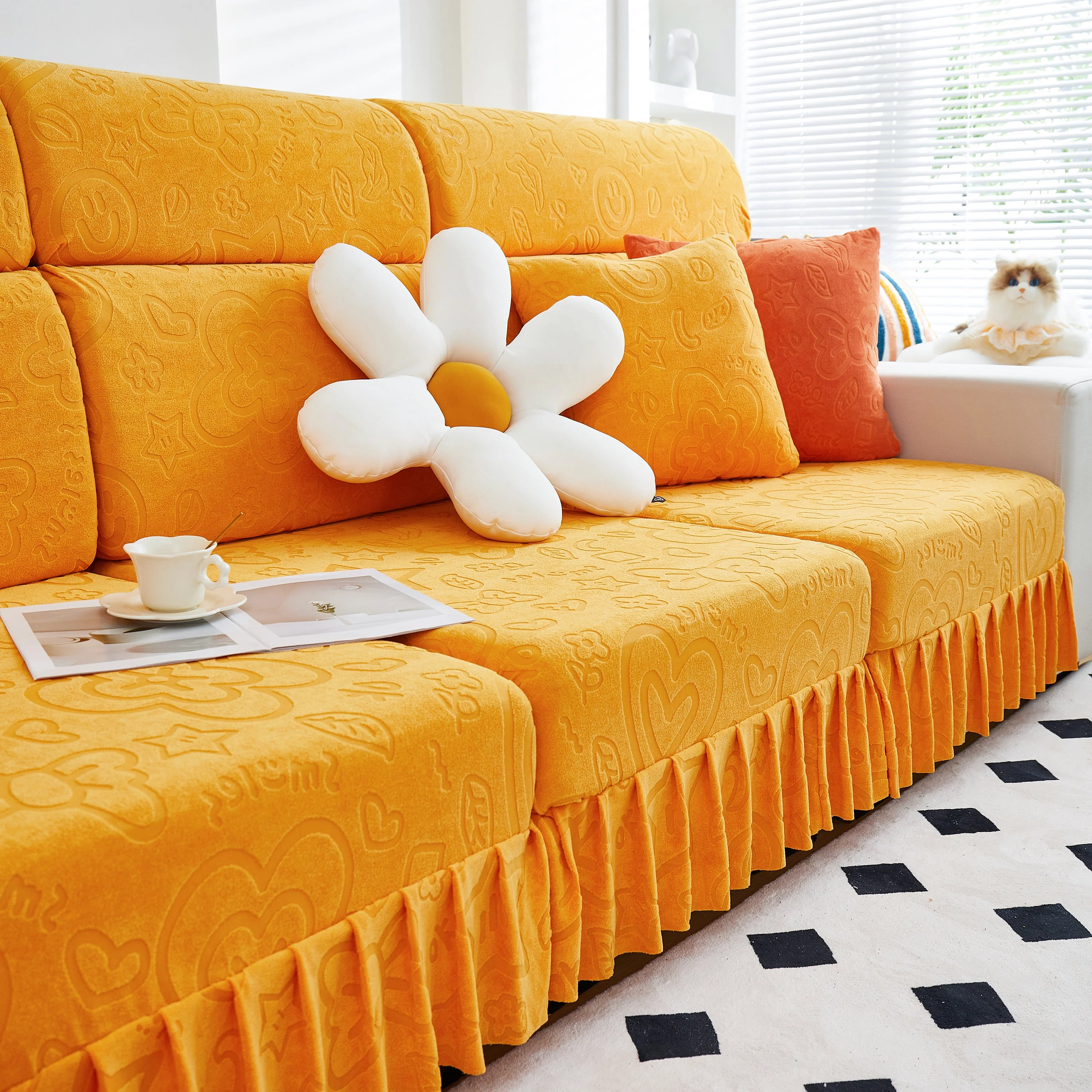 Elastic Skirted Couch Cushion Covers for 1/2/3/4-Seater Sofas, Furniture Protector for Pets, Kids - Image 142