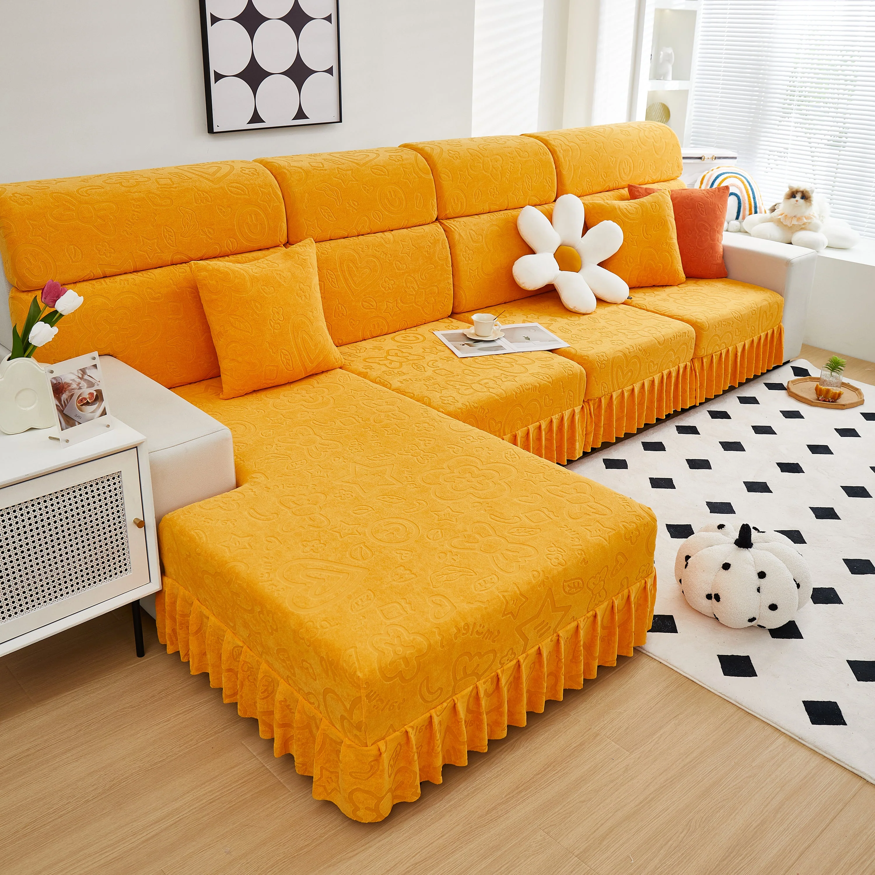 Elastic Skirted Couch Cushion Covers for 1/2/3/4-Seater Sofas, Furniture Protector for Pets, Kids - Image 144