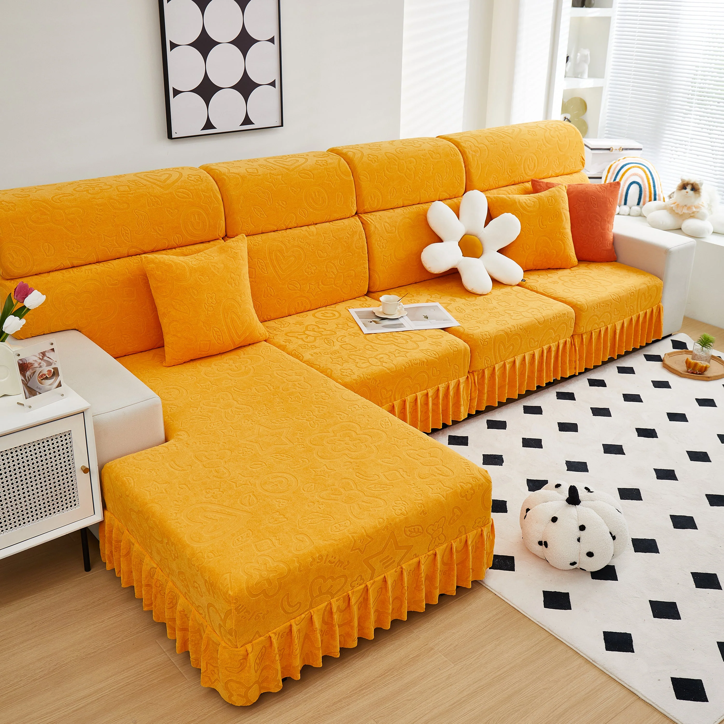 Elastic Skirted Couch Cushion Covers for 1/2/3/4-Seater Sofas, Furniture Protector for Pets, Kids - Image 145