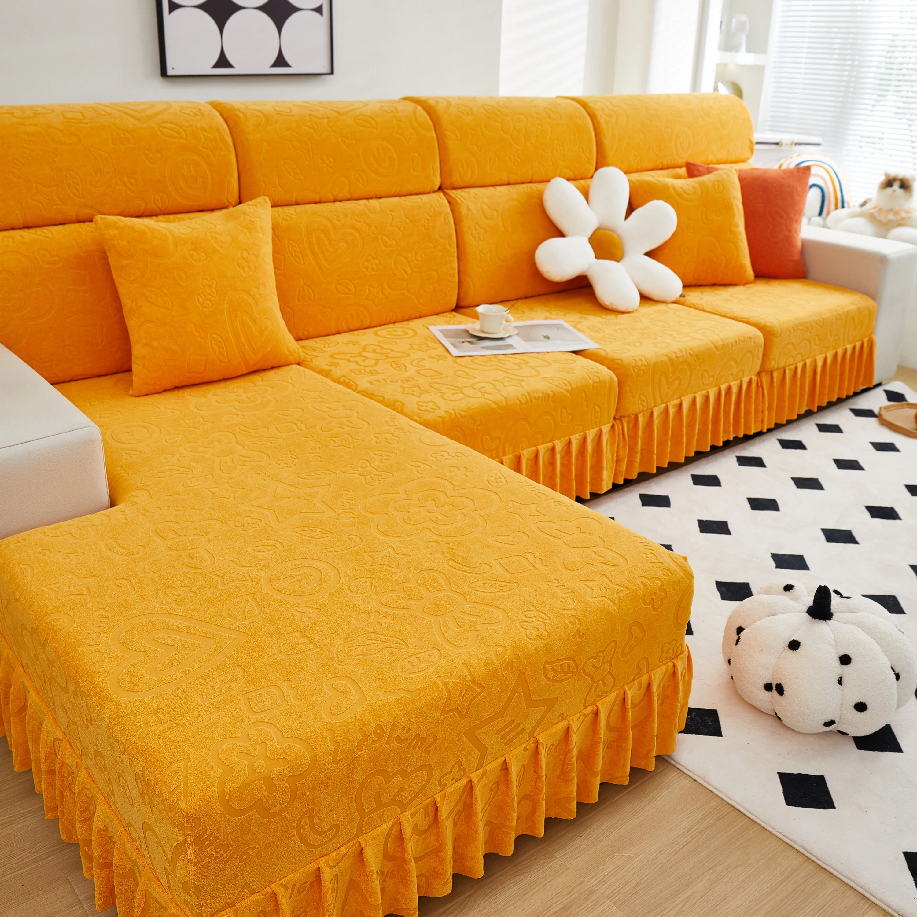Elastic Skirted Couch Cushion Covers for 1/2/3/4-Seater Sofas, Furniture Protector for Pets, Kids - Image 146