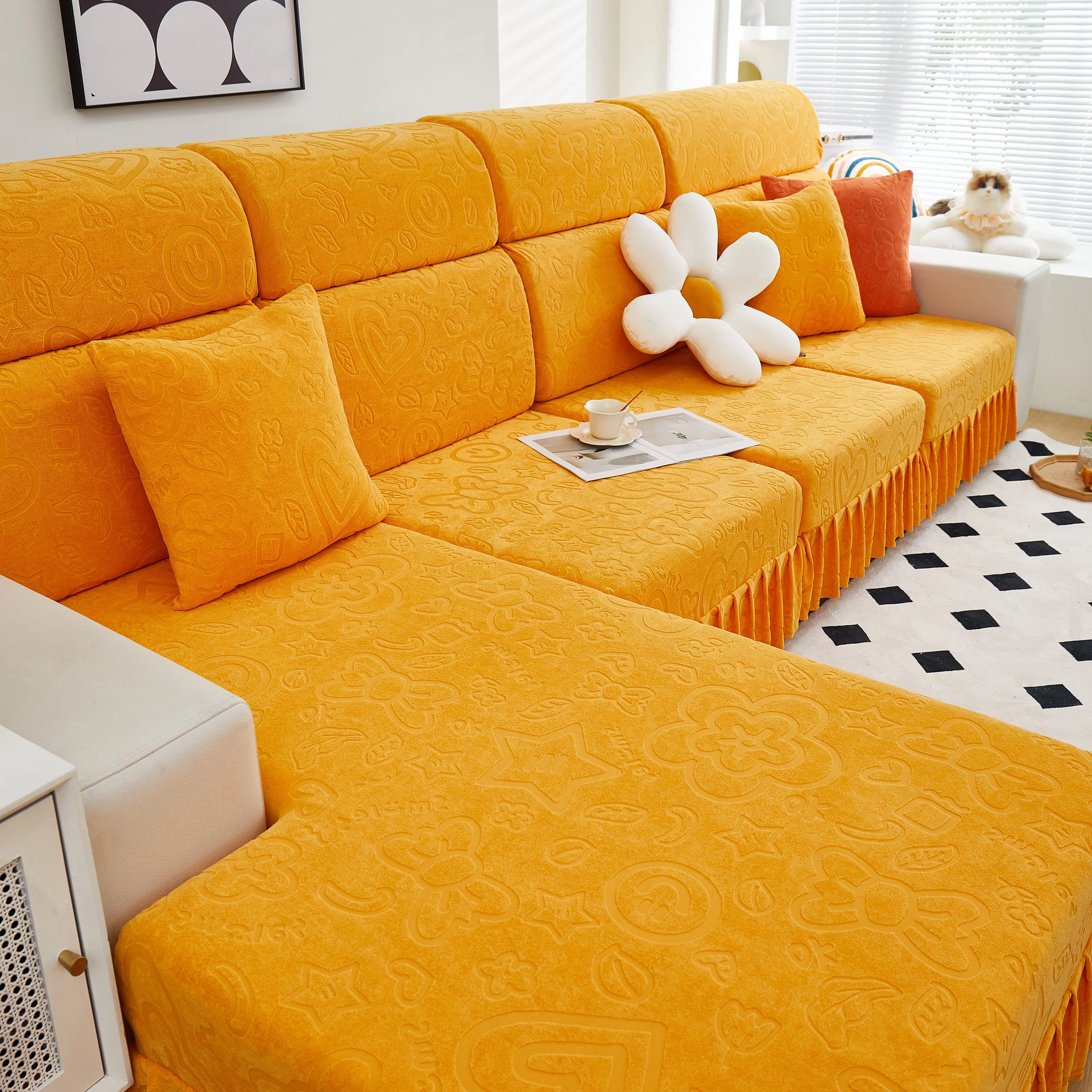 Elastic Skirted Couch Cushion Covers for 1/2/3/4-Seater Sofas, Furniture Protector for Pets, Kids - Image 147