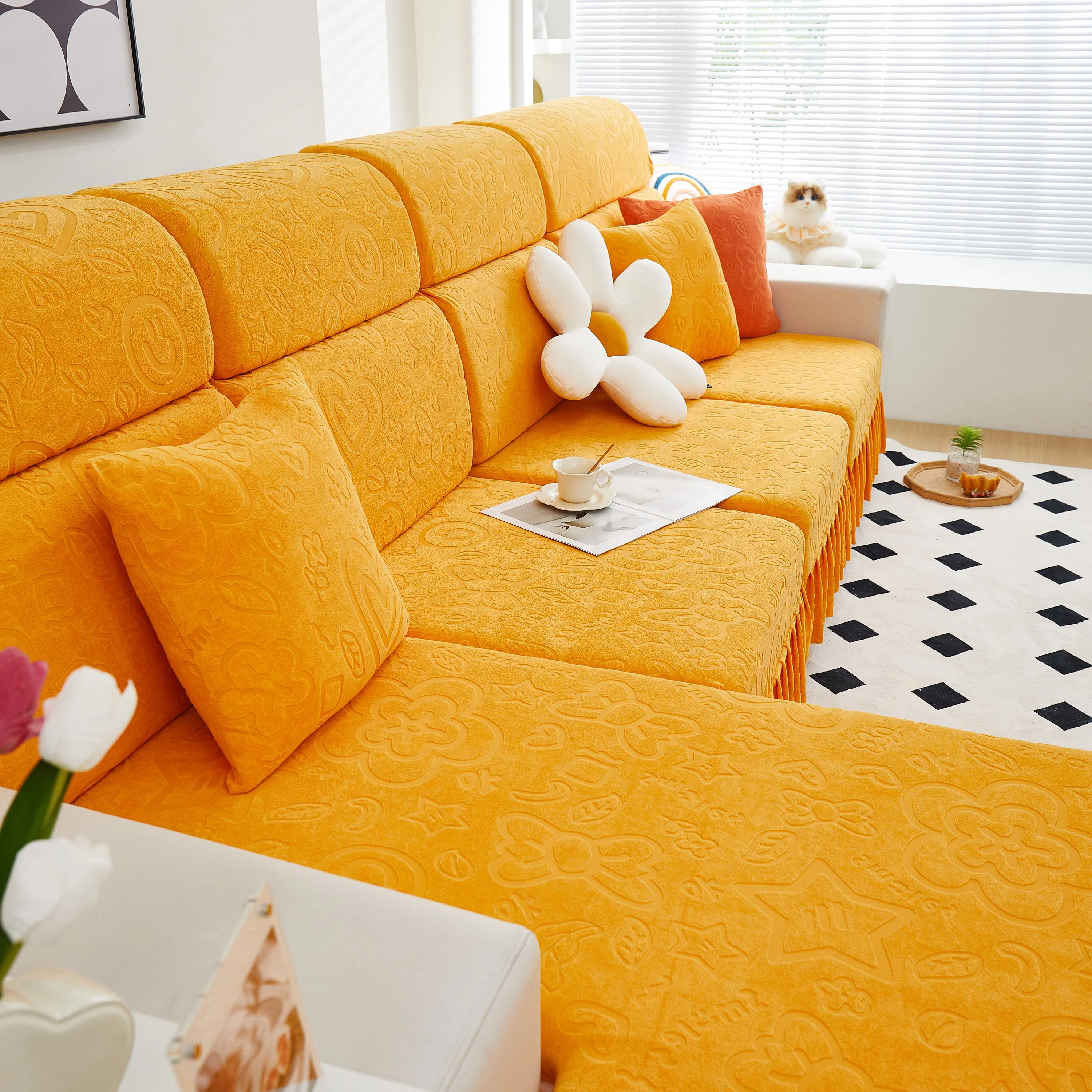 Elastic Skirted Couch Cushion Covers for 1/2/3/4-Seater Sofas, Furniture Protector for Pets, Kids - Image 148