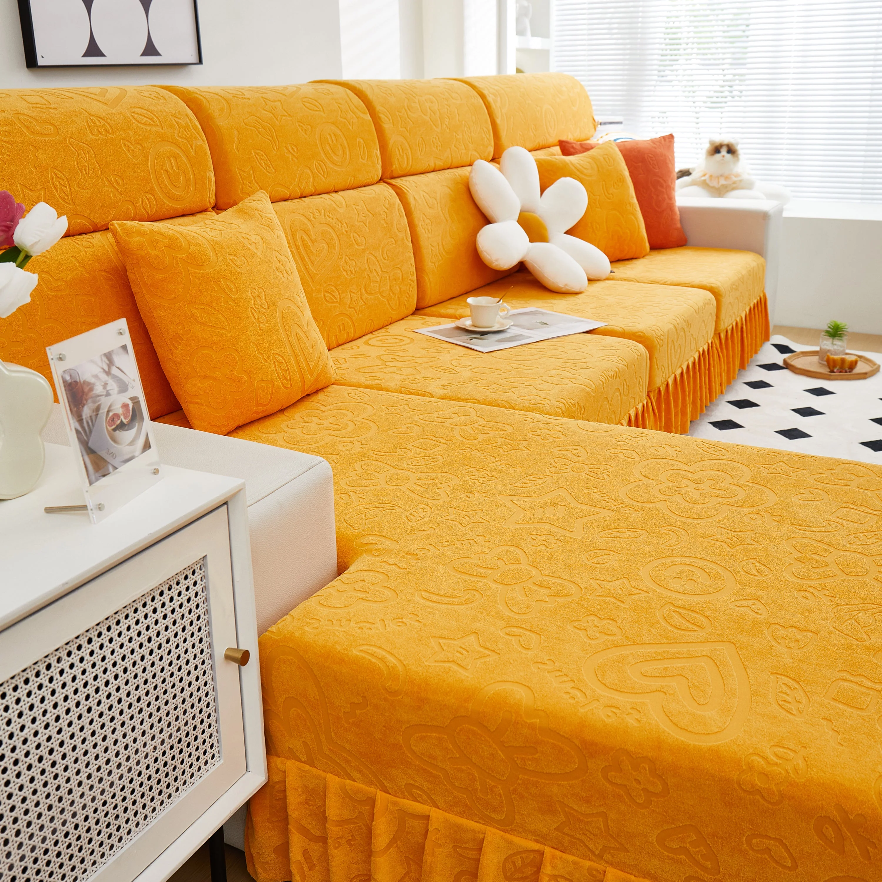 Elastic Skirted Couch Cushion Covers for 1/2/3/4-Seater Sofas, Furniture Protector for Pets, Kids - Image 149