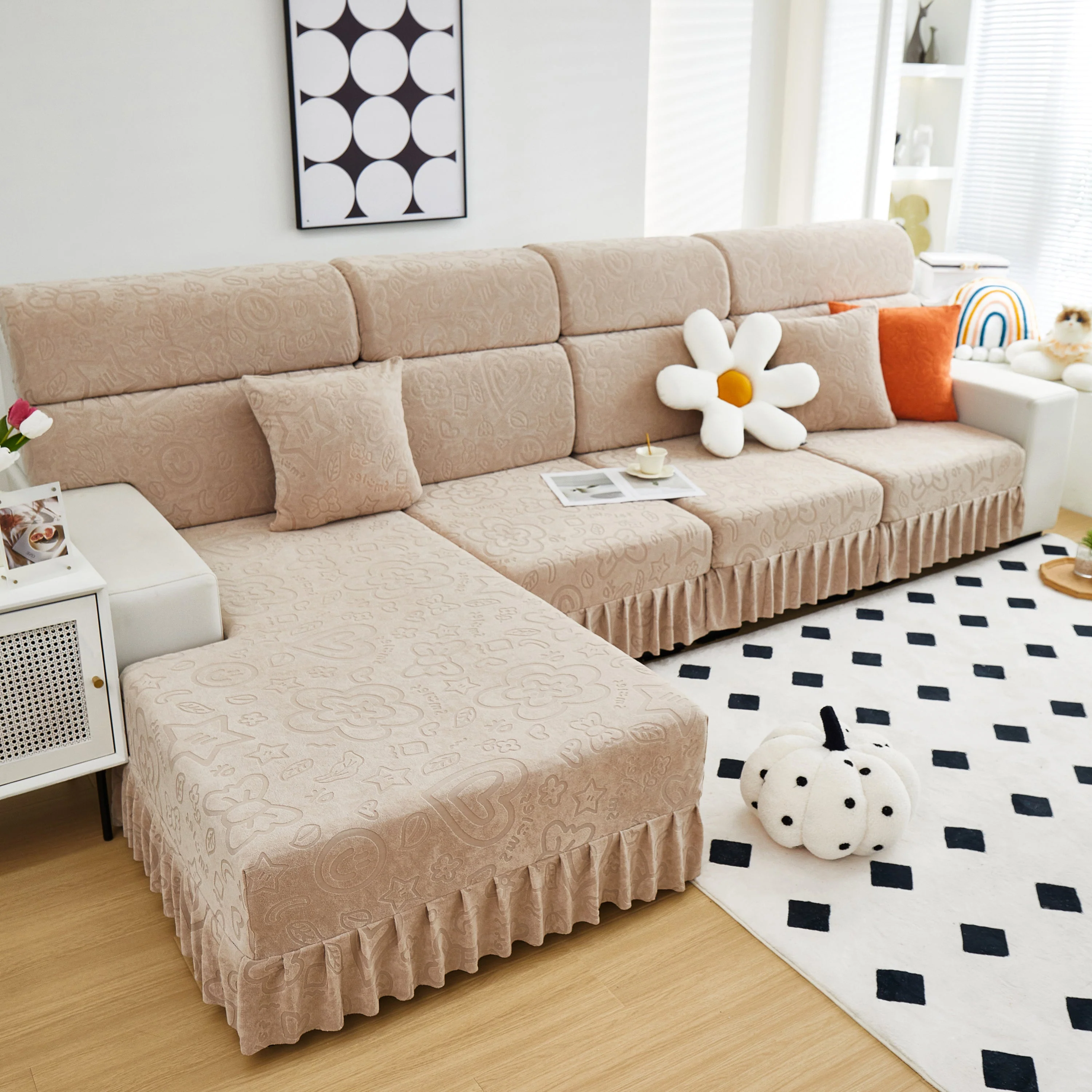 Elastic Skirted Couch Cushion Covers for 1/2/3/4-Seater Sofas, Furniture Protector for Pets, Kids - Image 15
