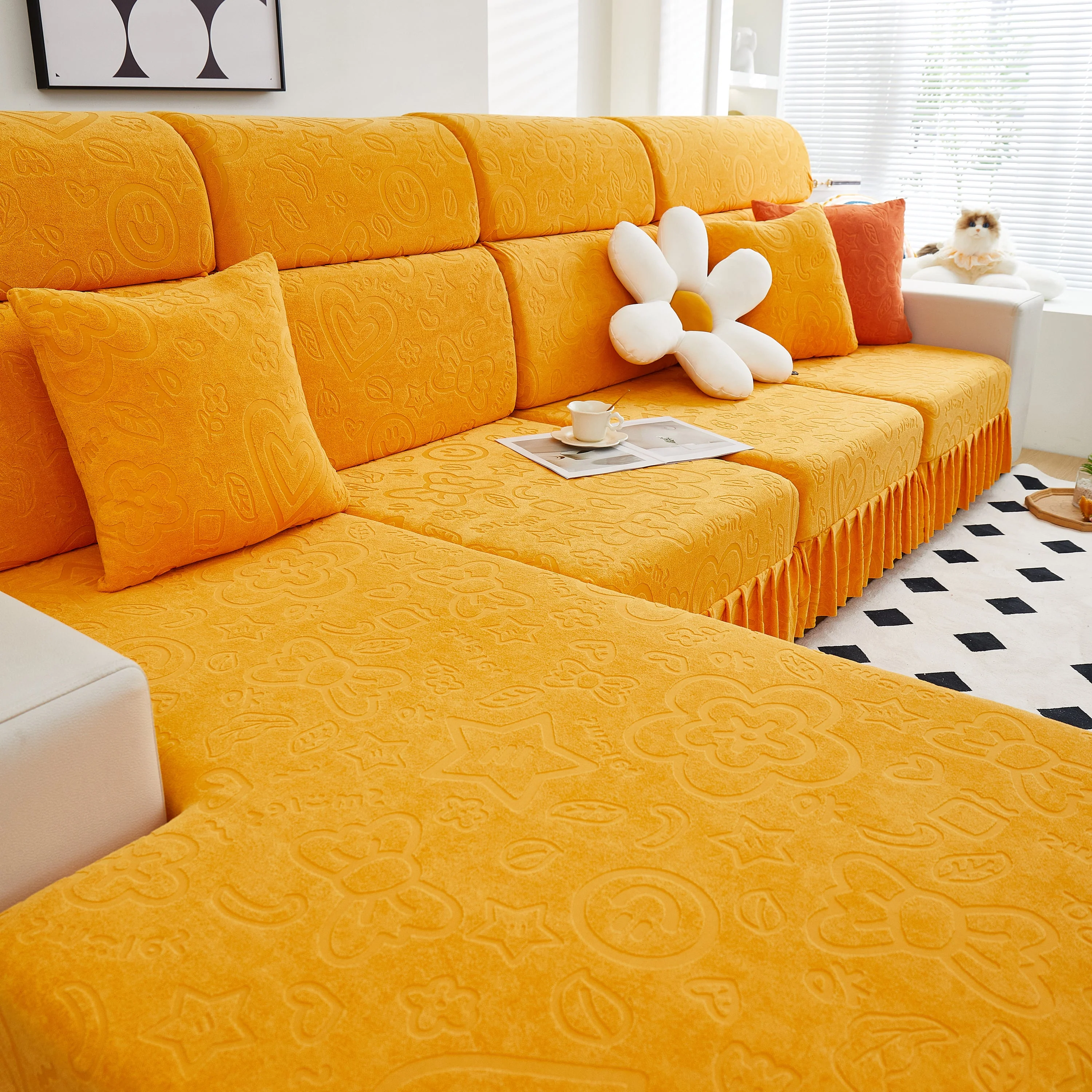 Elastic Skirted Couch Cushion Covers for 1/2/3/4-Seater Sofas, Furniture Protector for Pets, Kids - Image 150