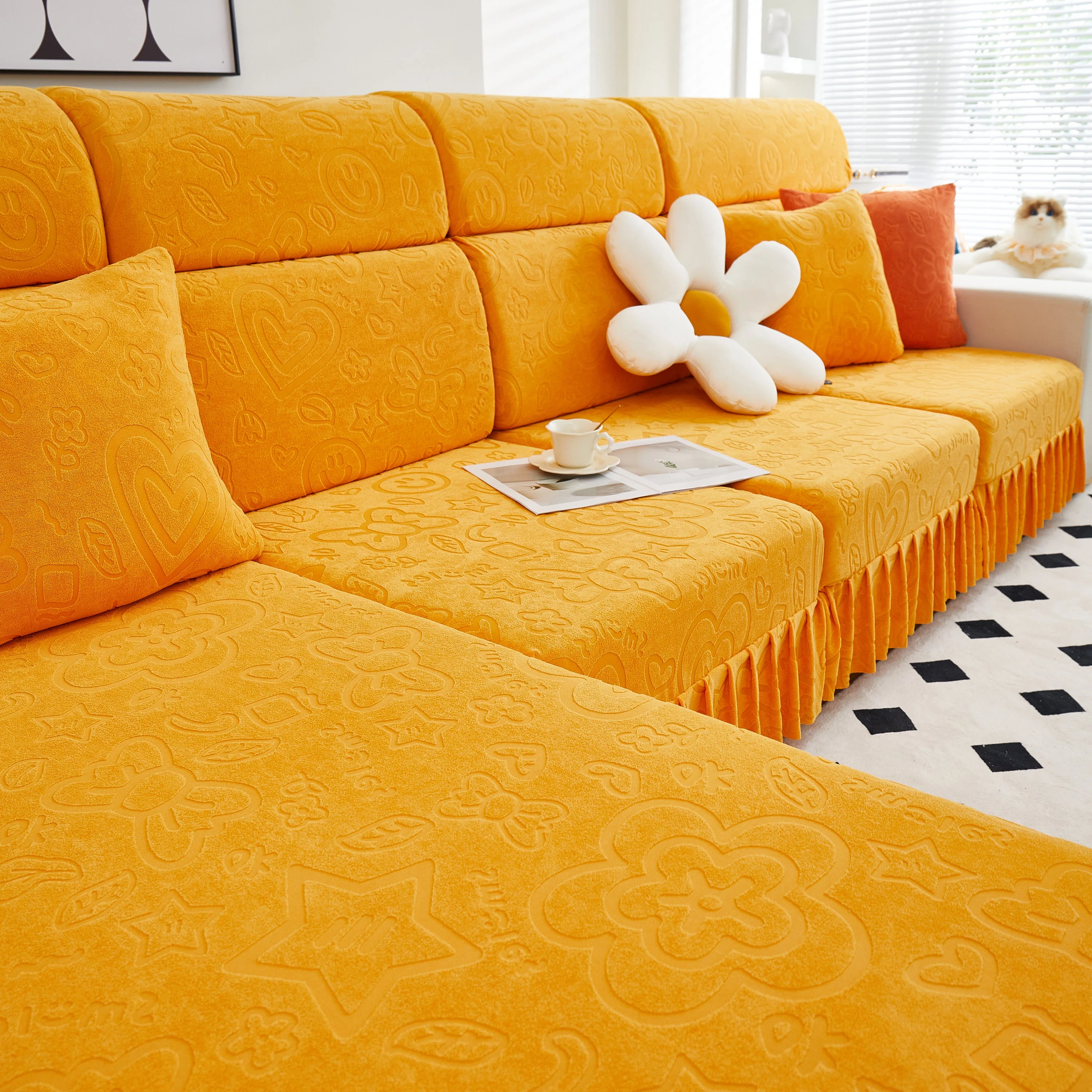 Elastic Skirted Couch Cushion Covers for 1/2/3/4-Seater Sofas, Furniture Protector for Pets, Kids - Image 151