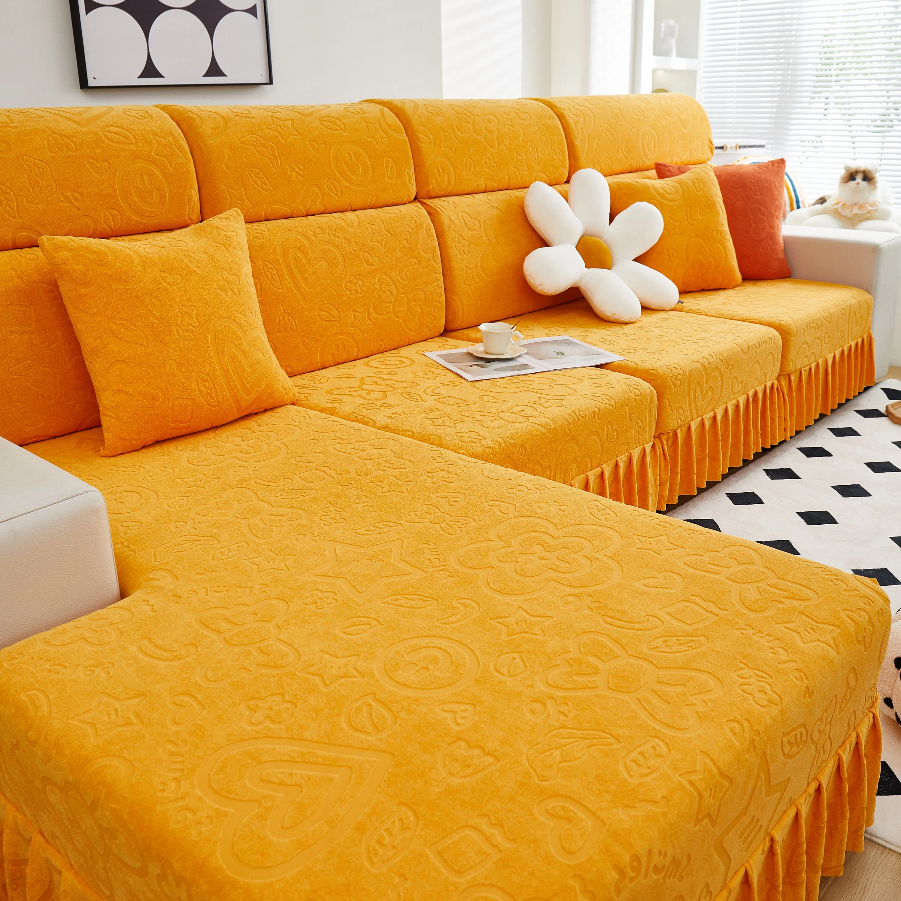 Elastic Skirted Couch Cushion Covers for 1/2/3/4-Seater Sofas, Furniture Protector for Pets, Kids - Image 152