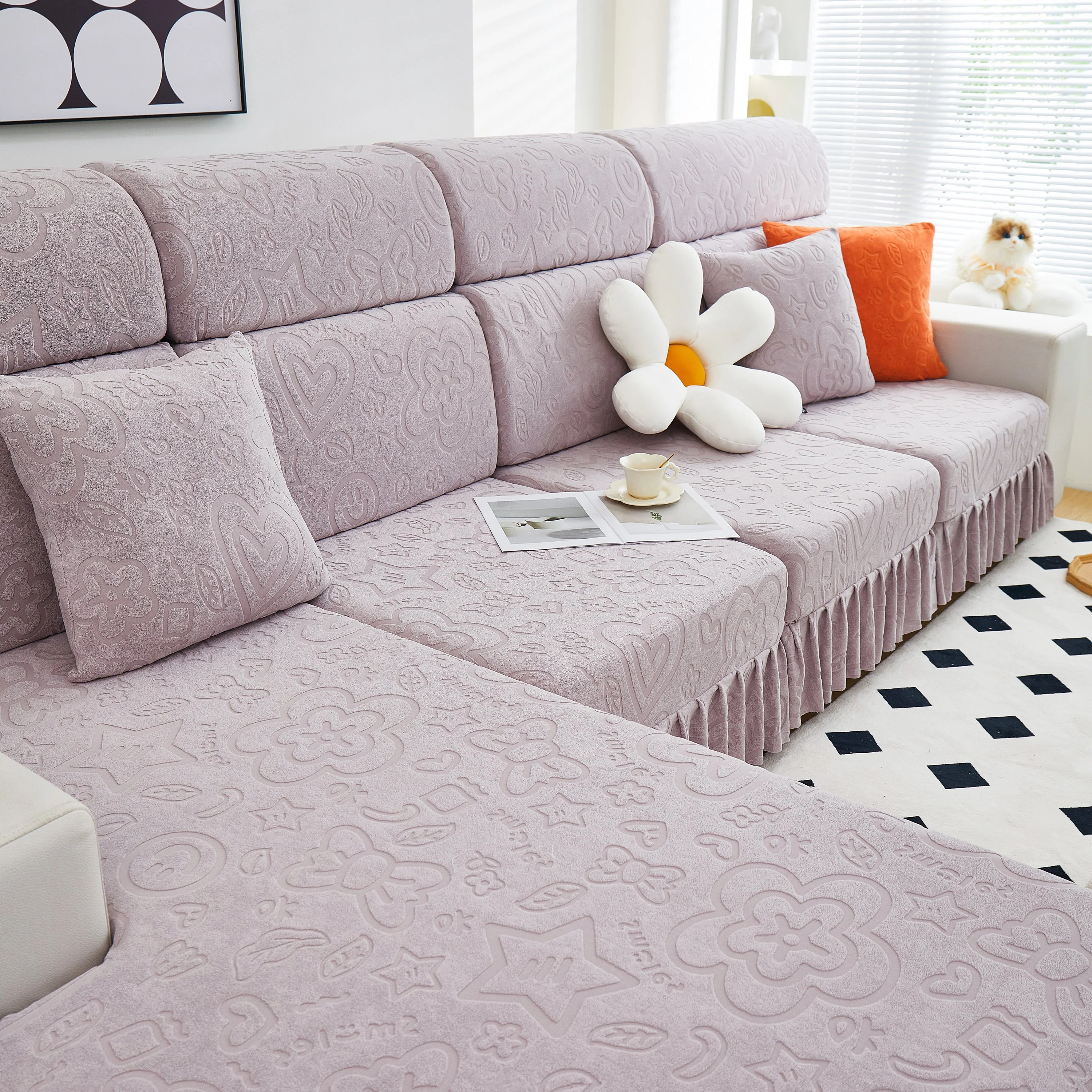 Elastic Skirted Couch Cushion Covers for 1/2/3/4-Seater Sofas, Furniture Protector for Pets, Kids - Image 16