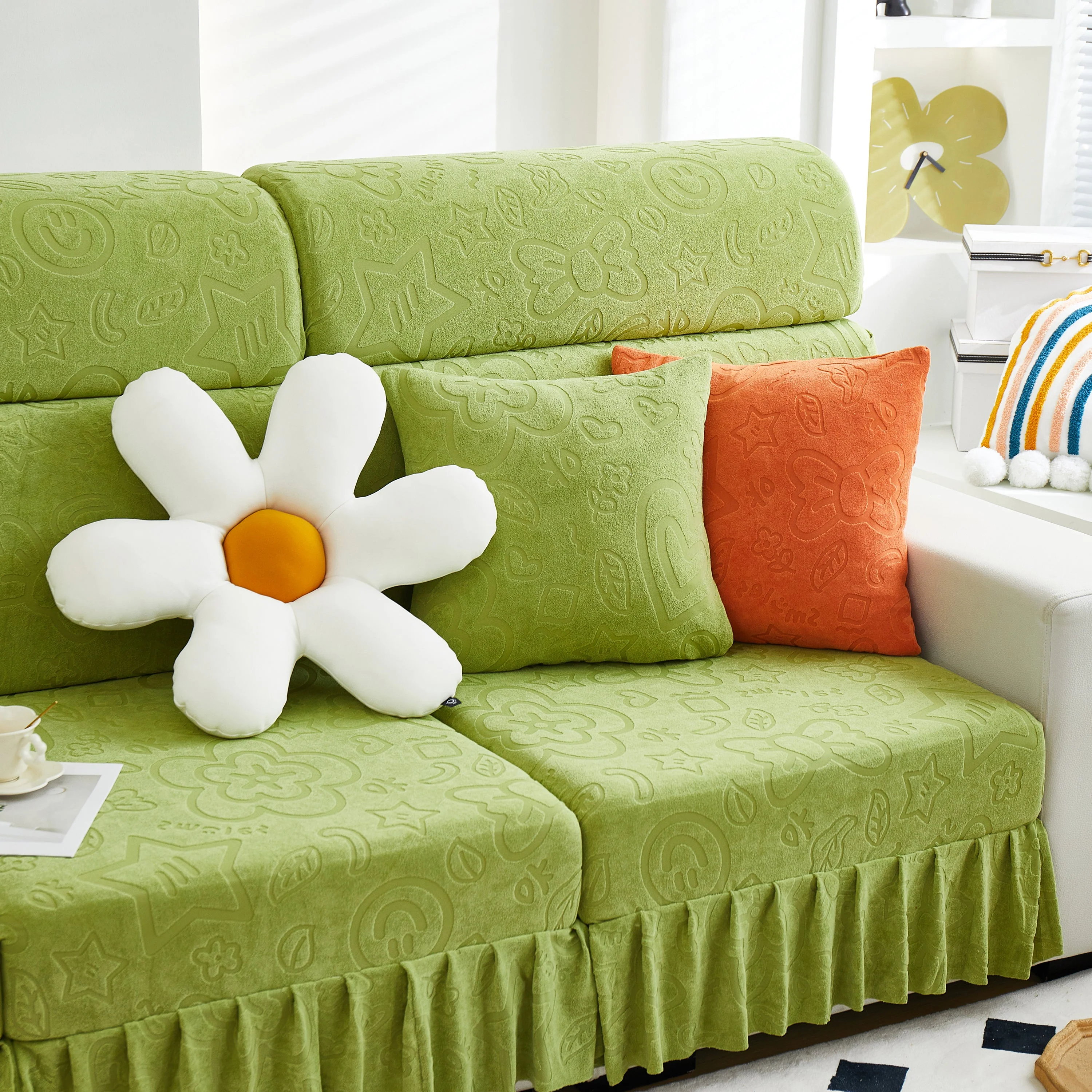 Elastic Skirted Couch Cushion Covers for 1/2/3/4-Seater Sofas, Furniture Protector for Pets, Kids - Image 161