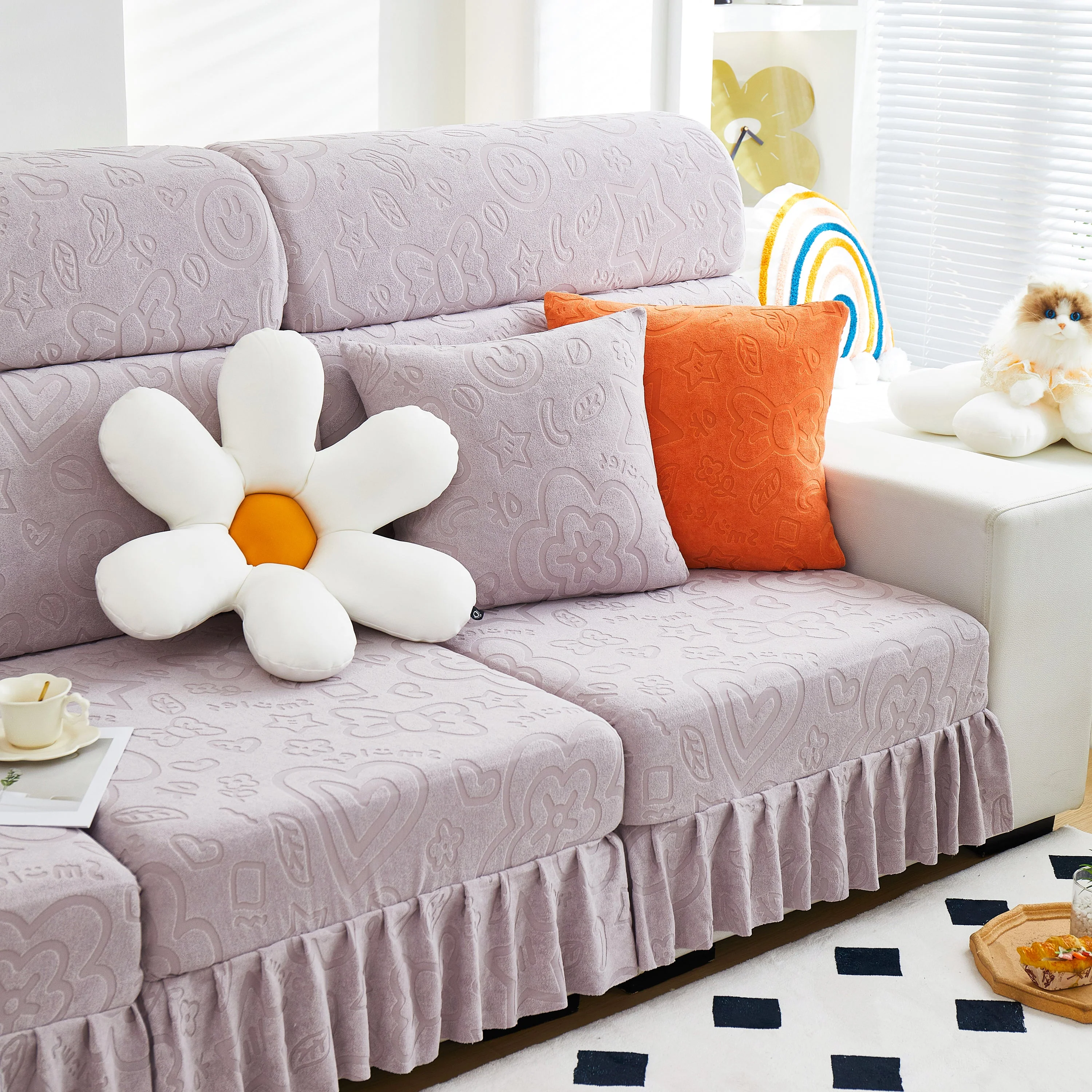 Elastic Skirted Couch Cushion Covers for 1/2/3/4-Seater Sofas, Furniture Protector for Pets, Kids - Image 18