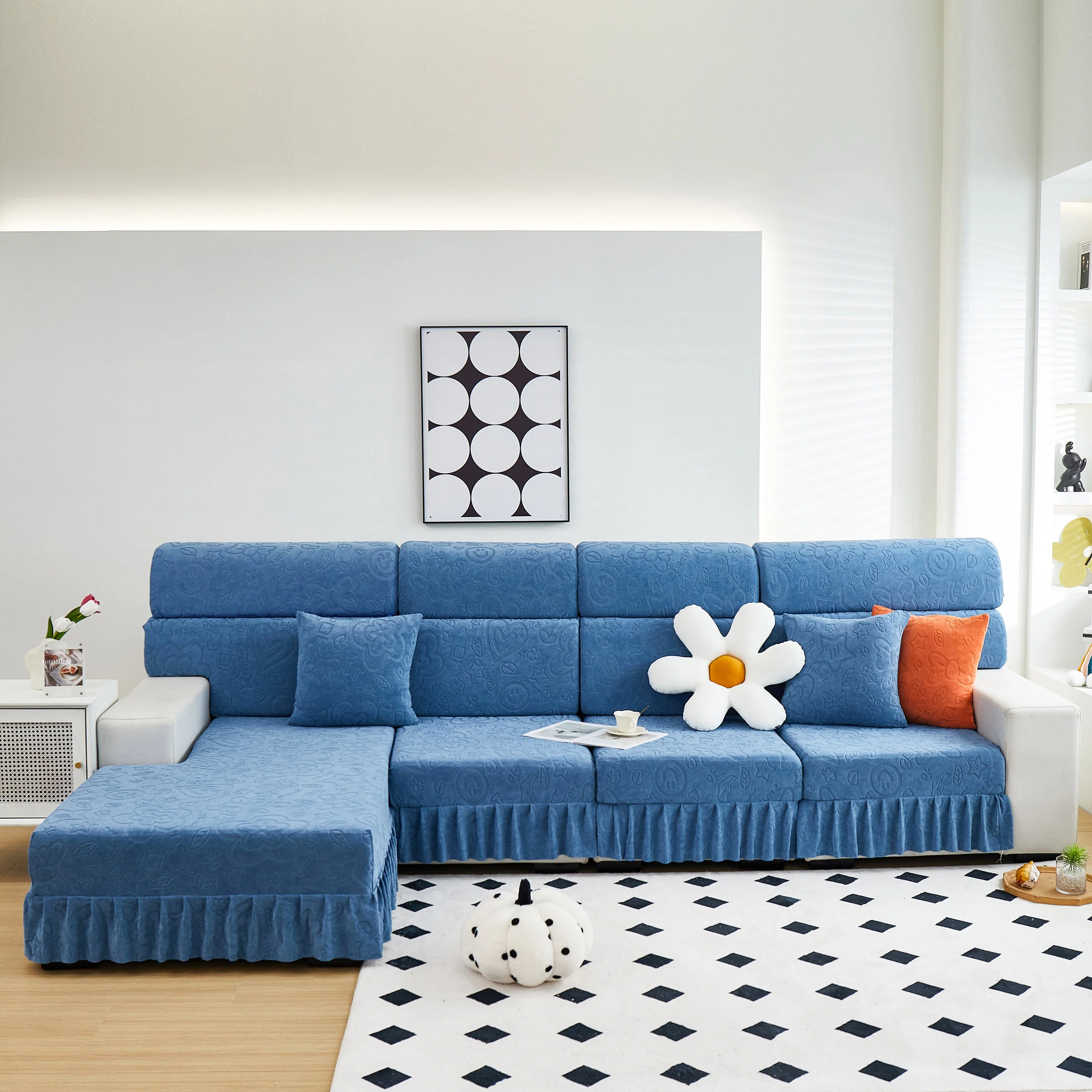 Elastic Skirted Couch Cushion Covers for 1/2/3/4-Seater Sofas, Furniture Protector for Pets, Kids - Image 185
