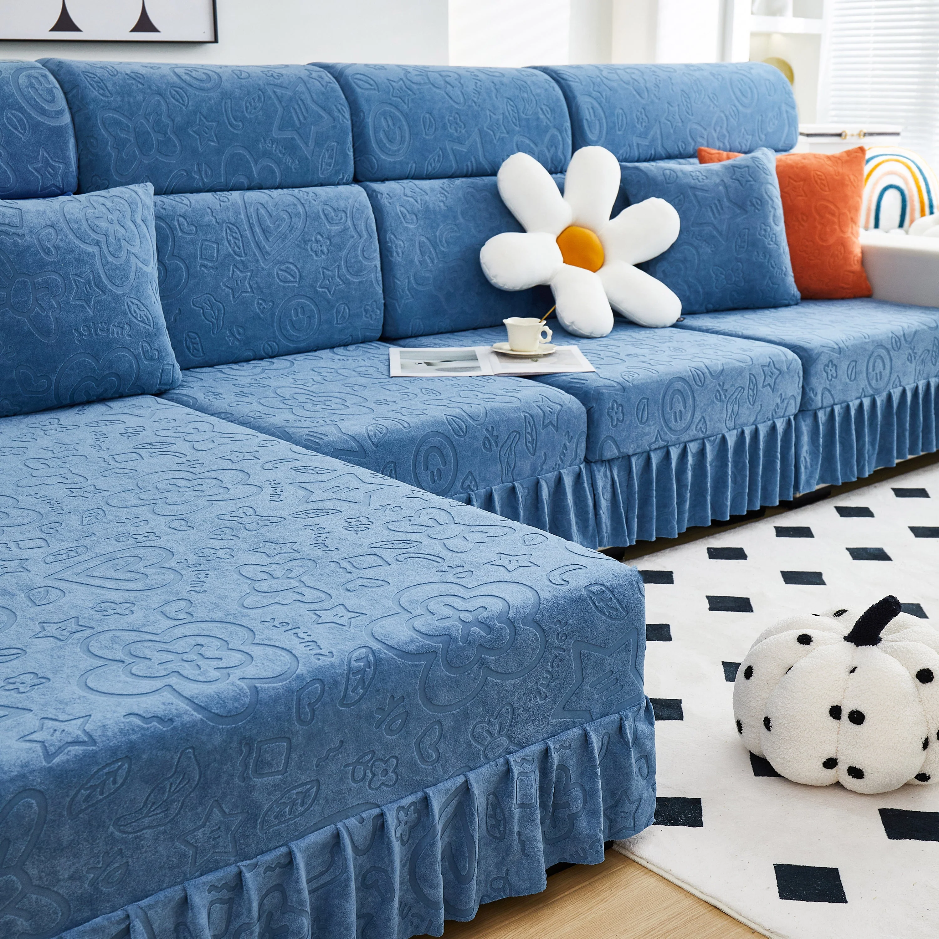 Elastic Skirted Couch Cushion Covers for 1/2/3/4-Seater Sofas, Furniture Protector for Pets, Kids - Image 186
