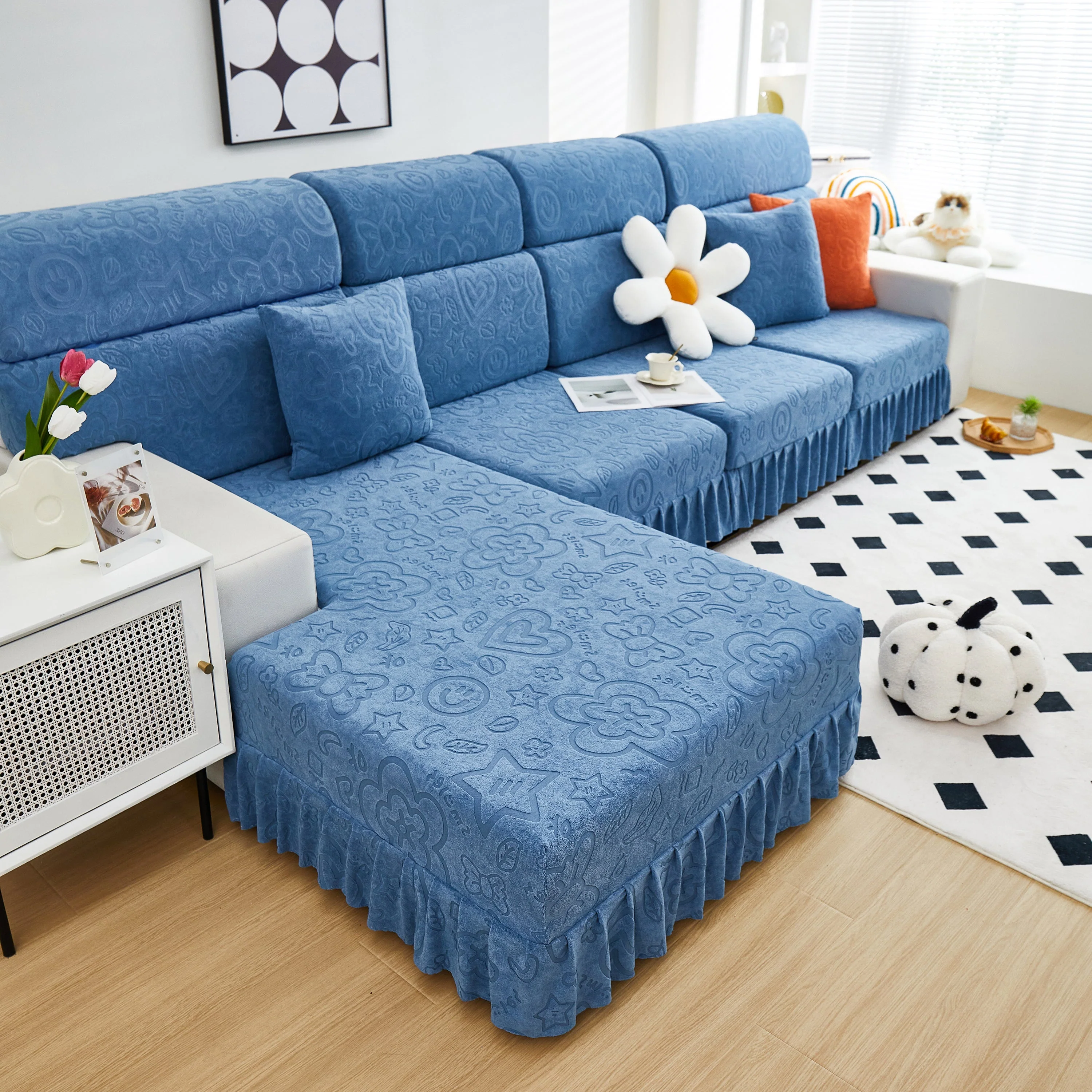 Elastic Skirted Couch Cushion Covers for 1/2/3/4-Seater Sofas, Furniture Protector for Pets, Kids - Image 189