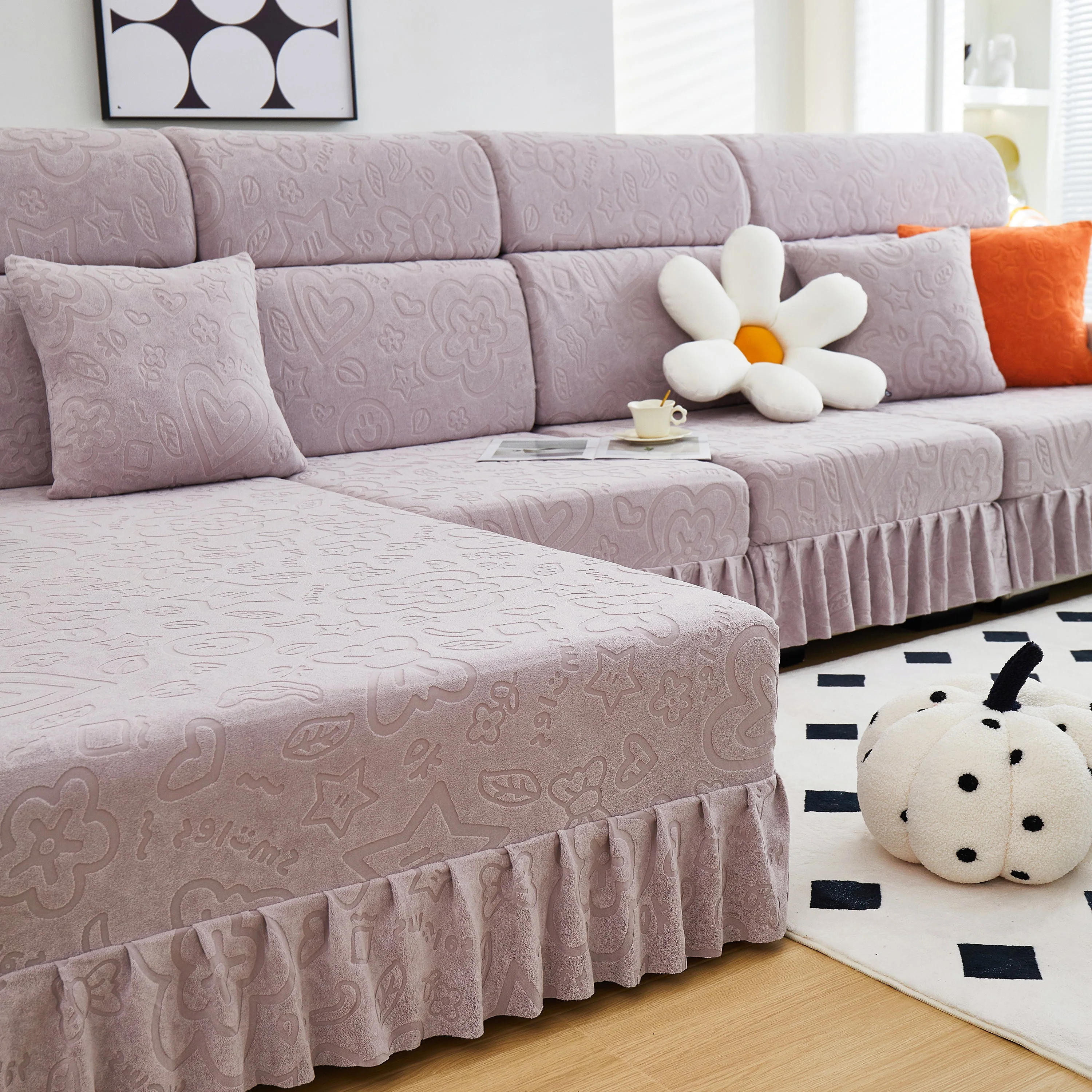 Elastic Skirted Couch Cushion Covers for 1/2/3/4-Seater Sofas, Furniture Protector for Pets, Kids - Image 19