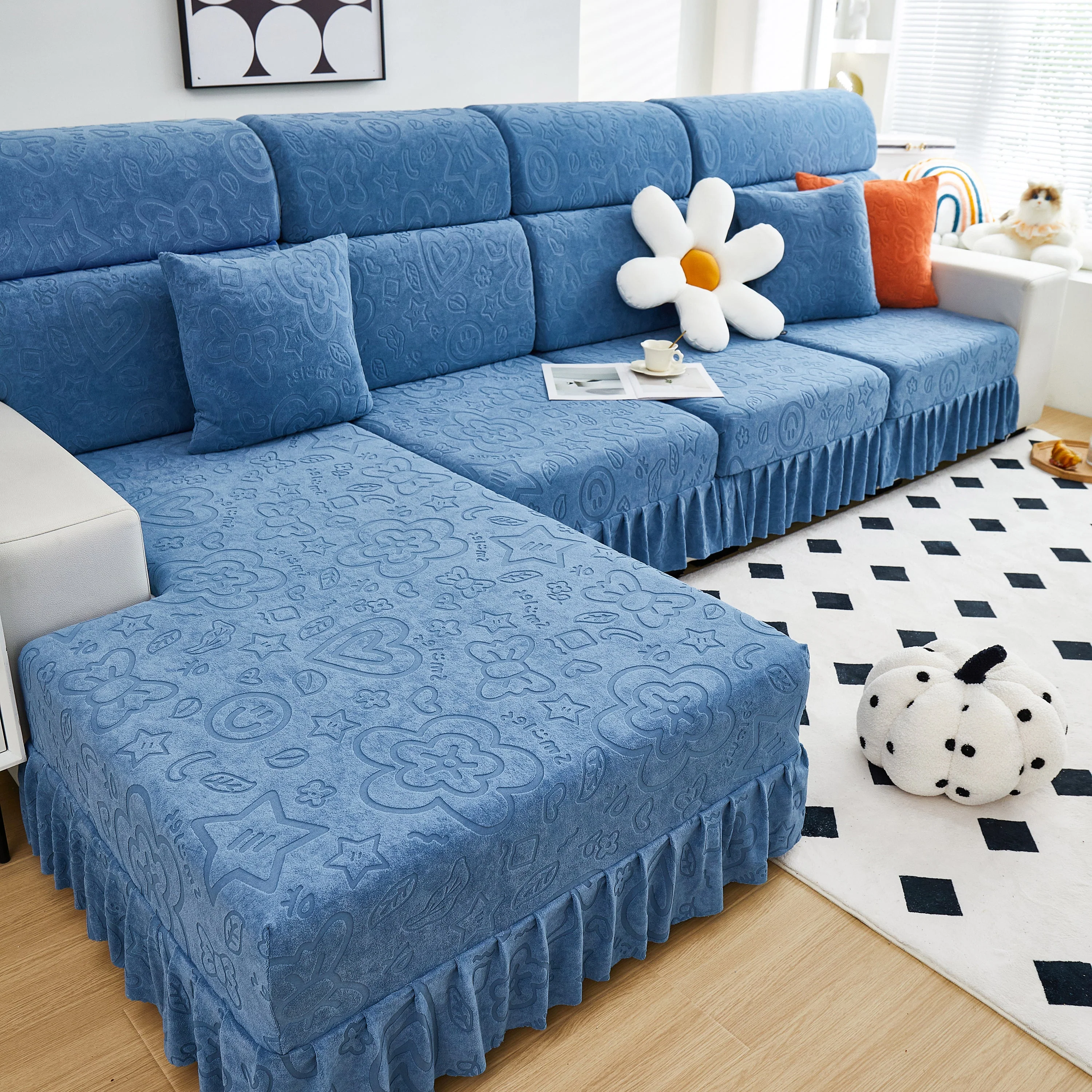 Elastic Skirted Couch Cushion Covers for 1/2/3/4-Seater Sofas, Furniture Protector for Pets, Kids - Image 191