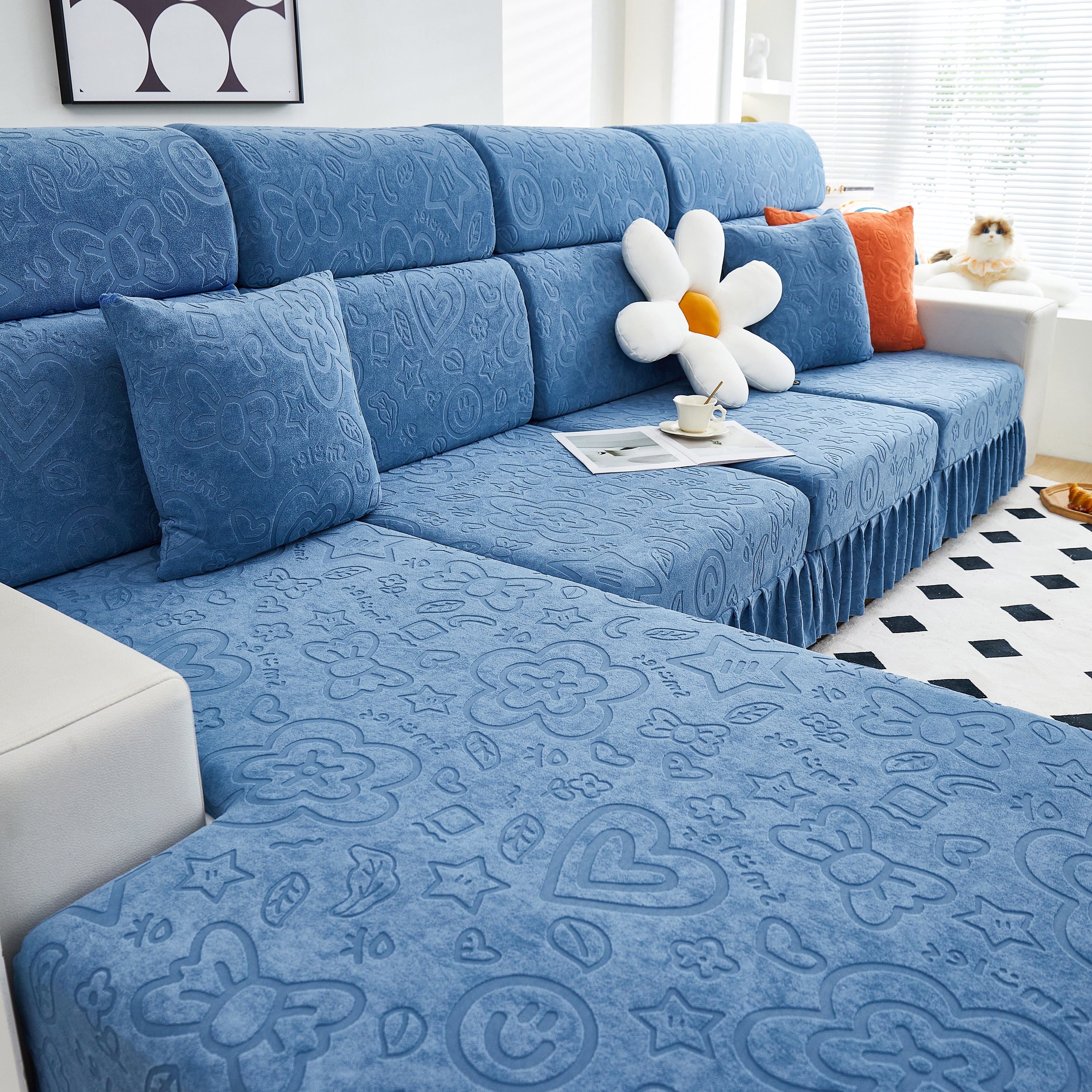 Elastic Skirted Couch Cushion Covers for 1/2/3/4-Seater Sofas, Furniture Protector for Pets, Kids - Image 195