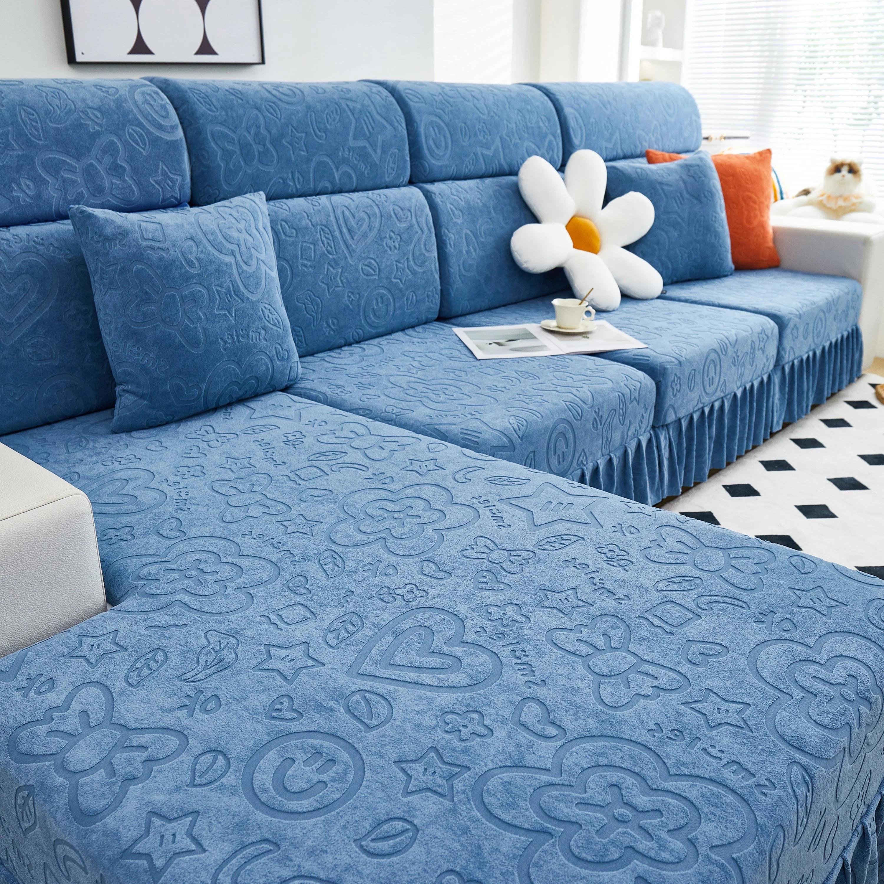 Elastic Skirted Couch Cushion Covers for 1/2/3/4-Seater Sofas, Furniture Protector for Pets, Kids - Image 197