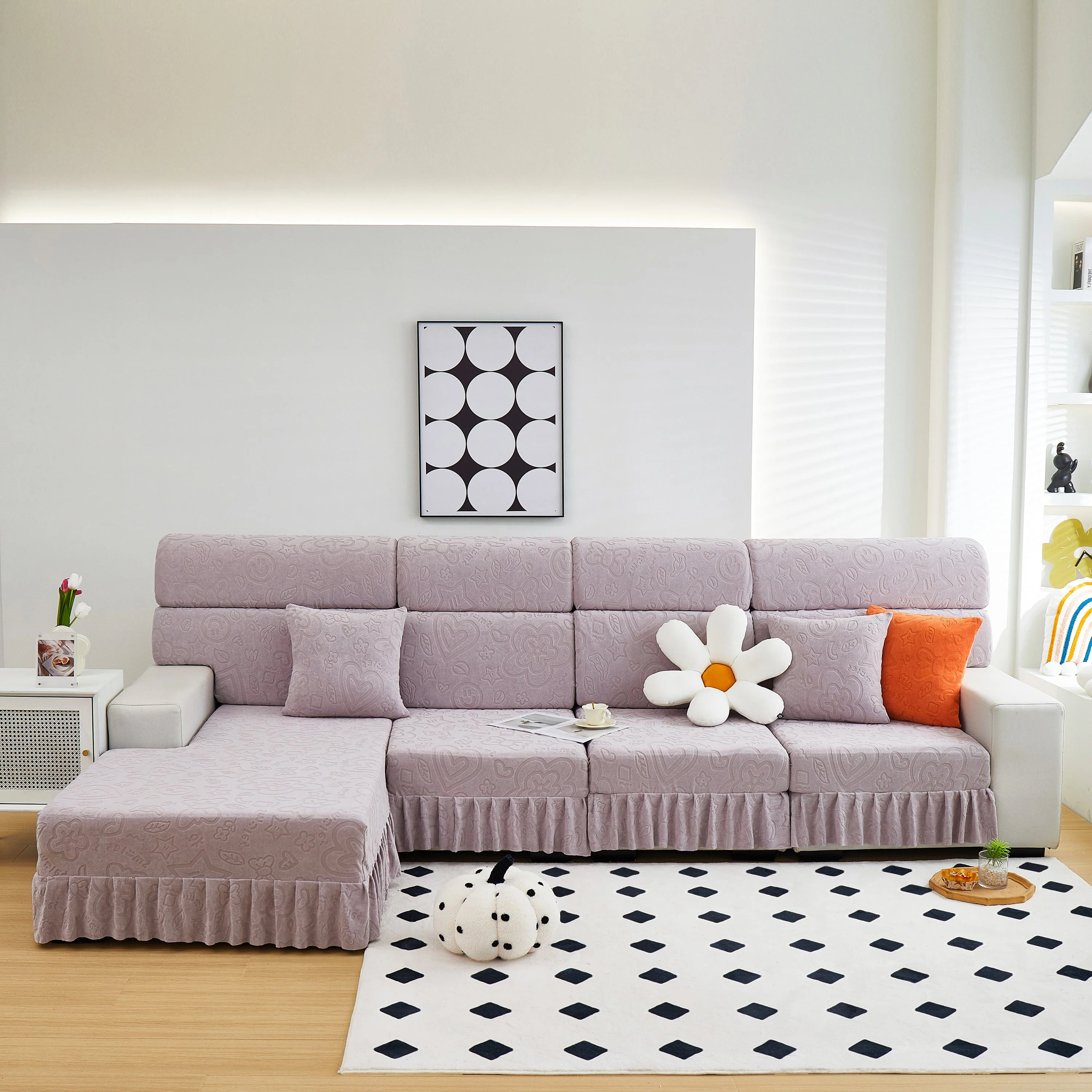Elastic Skirted Couch Cushion Covers for 1/2/3/4-Seater Sofas, Furniture Protector for Pets, Kids - Image 20