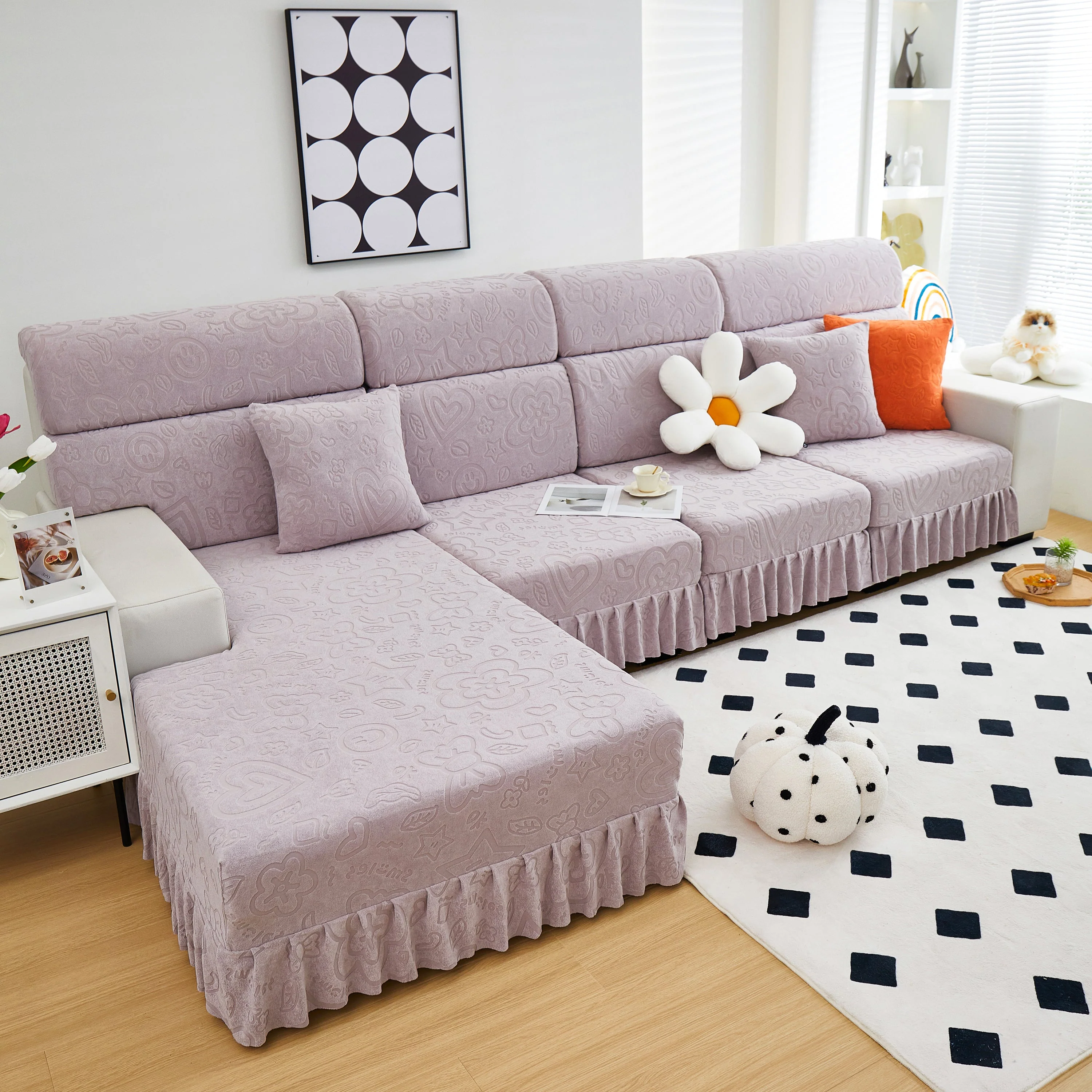 Elastic Skirted Couch Cushion Covers for 1/2/3/4-Seater Sofas, Furniture Protector for Pets, Kids - Image 21