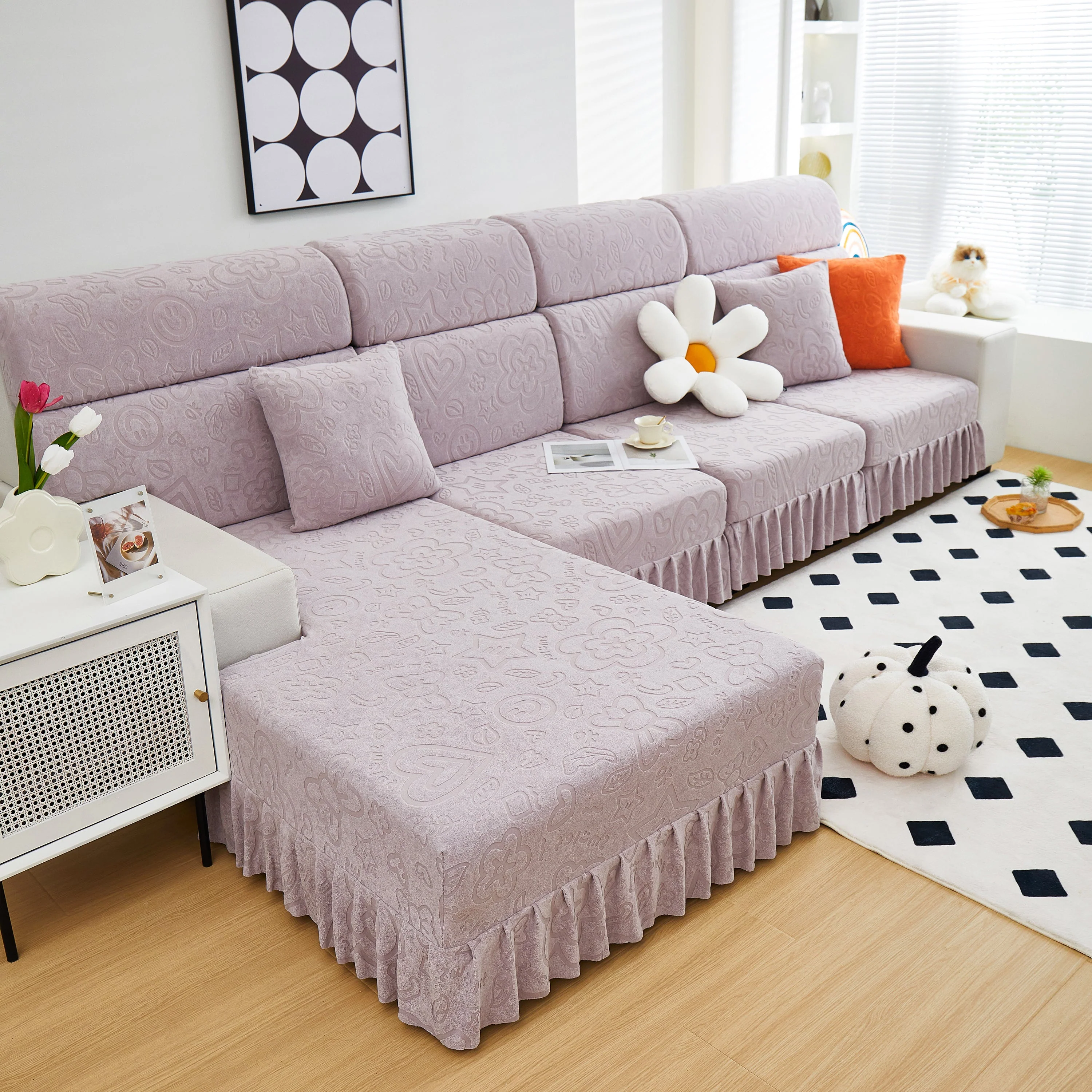 Elastic Skirted Couch Cushion Covers for 1/2/3/4-Seater Sofas, Furniture Protector for Pets, Kids - Image 22