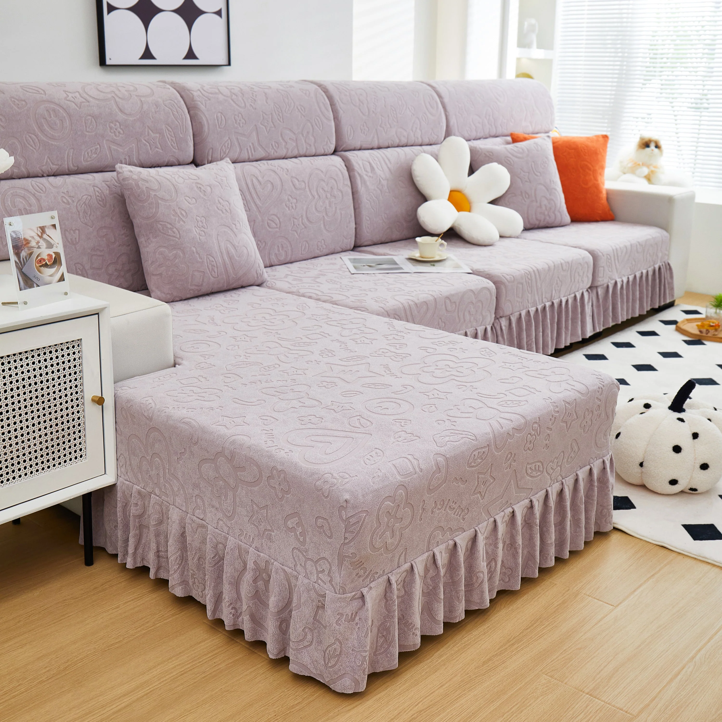 Elastic Skirted Couch Cushion Covers for 1/2/3/4-Seater Sofas, Furniture Protector for Pets, Kids - Image 23
