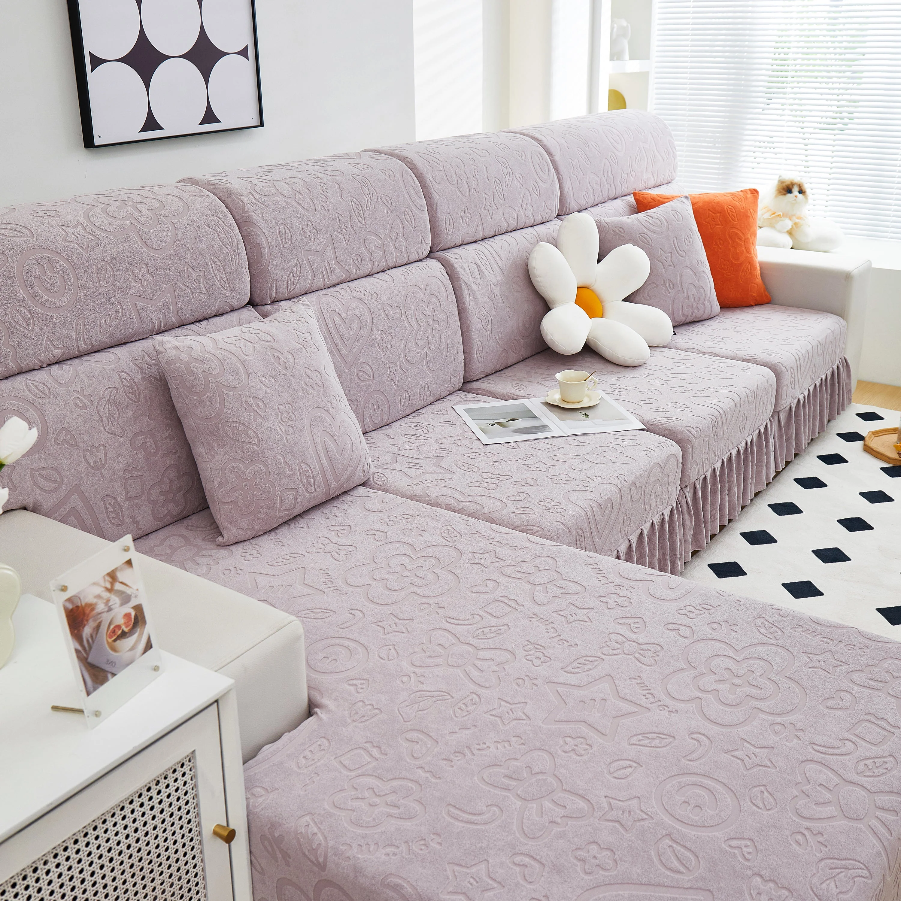 Elastic Skirted Couch Cushion Covers for 1/2/3/4-Seater Sofas, Furniture Protector for Pets, Kids - Image 25