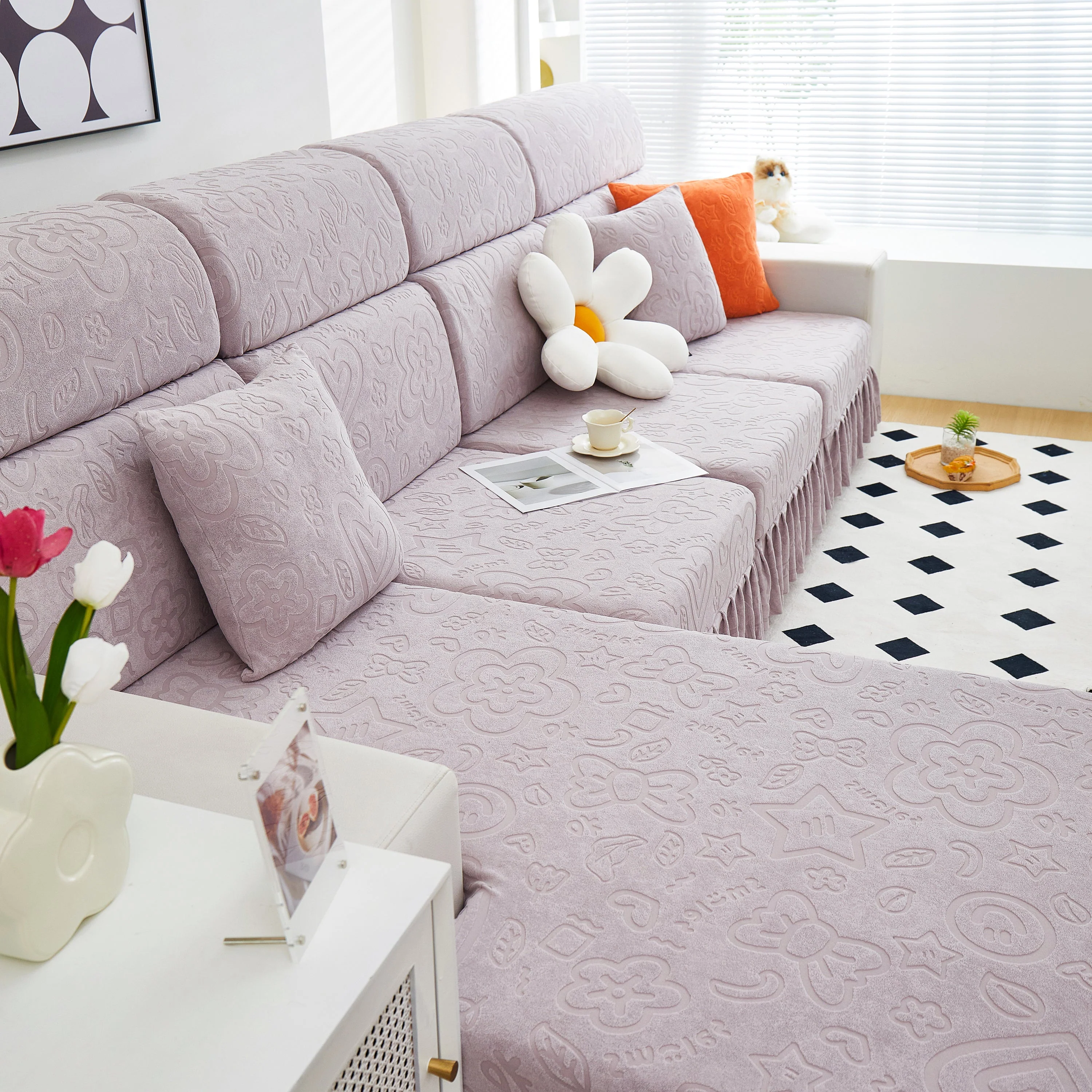 Elastic Skirted Couch Cushion Covers for 1/2/3/4-Seater Sofas, Furniture Protector for Pets, Kids - Image 27