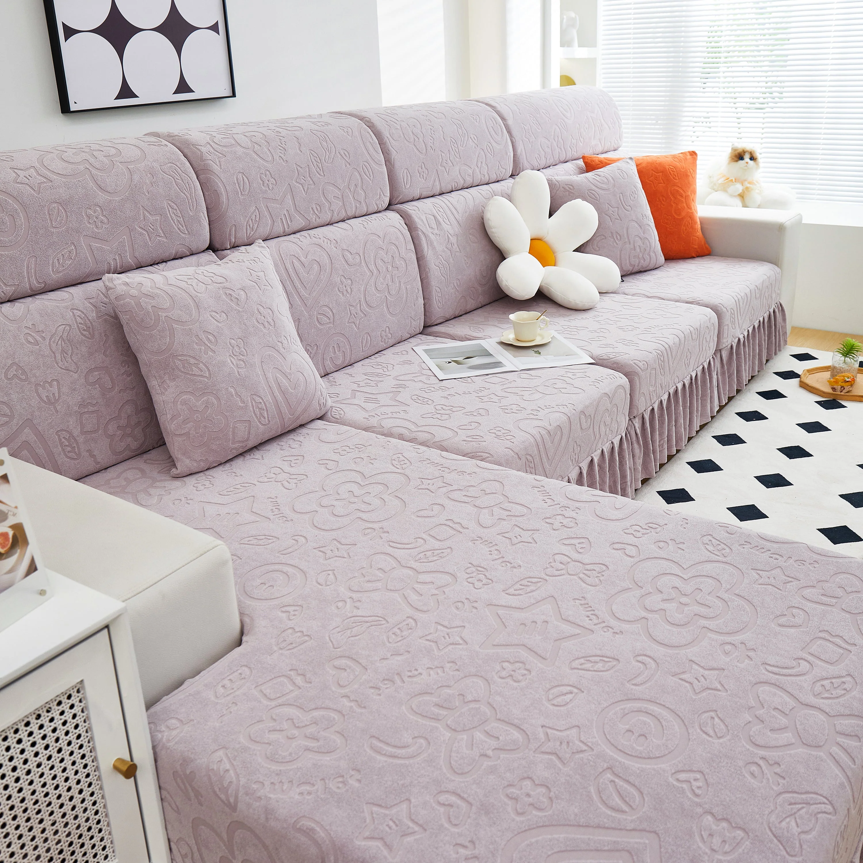 Elastic Skirted Couch Cushion Covers for 1/2/3/4-Seater Sofas, Furniture Protector for Pets, Kids - Image 29