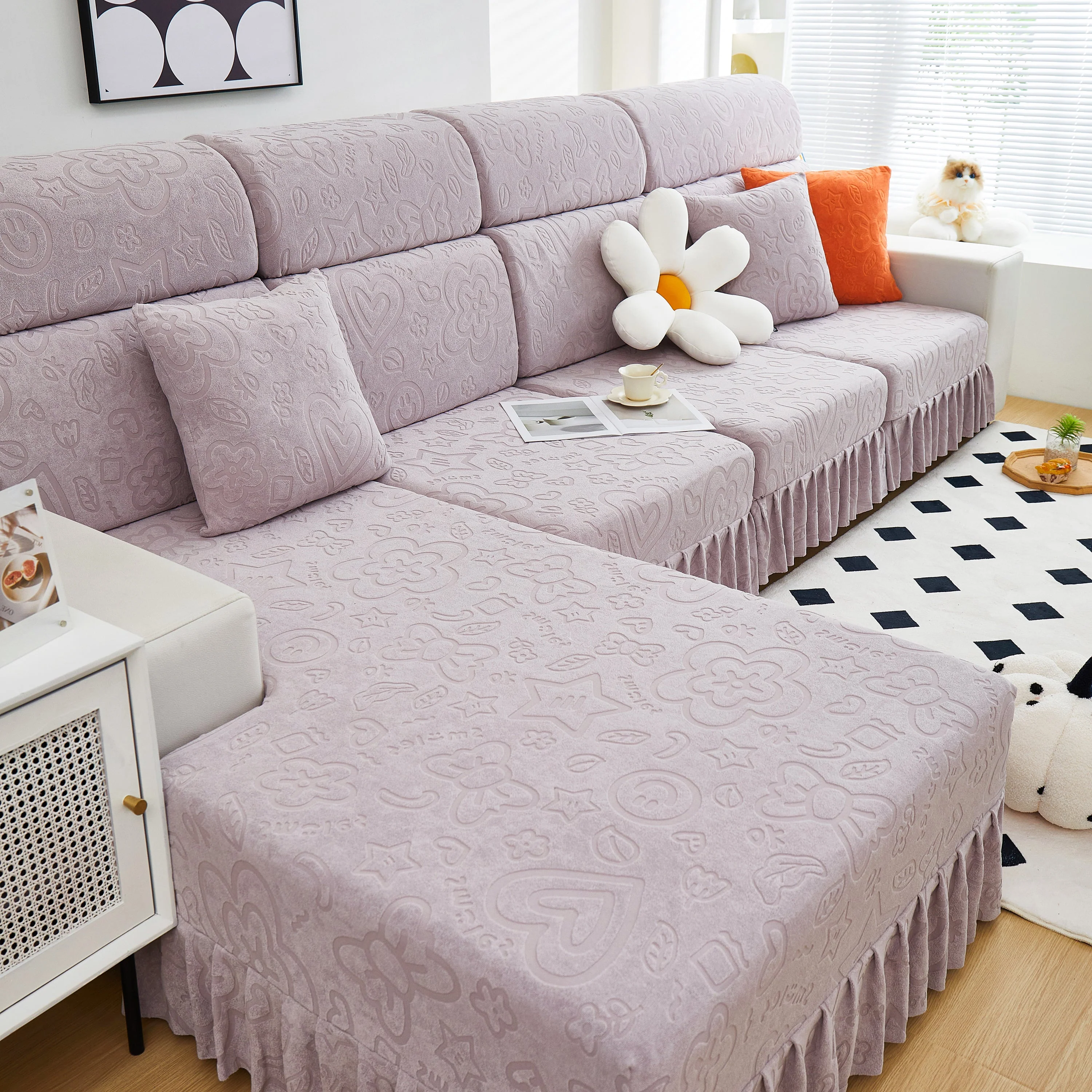 Elastic Skirted Couch Cushion Covers for 1/2/3/4-Seater Sofas, Furniture Protector for Pets, Kids - Image 30