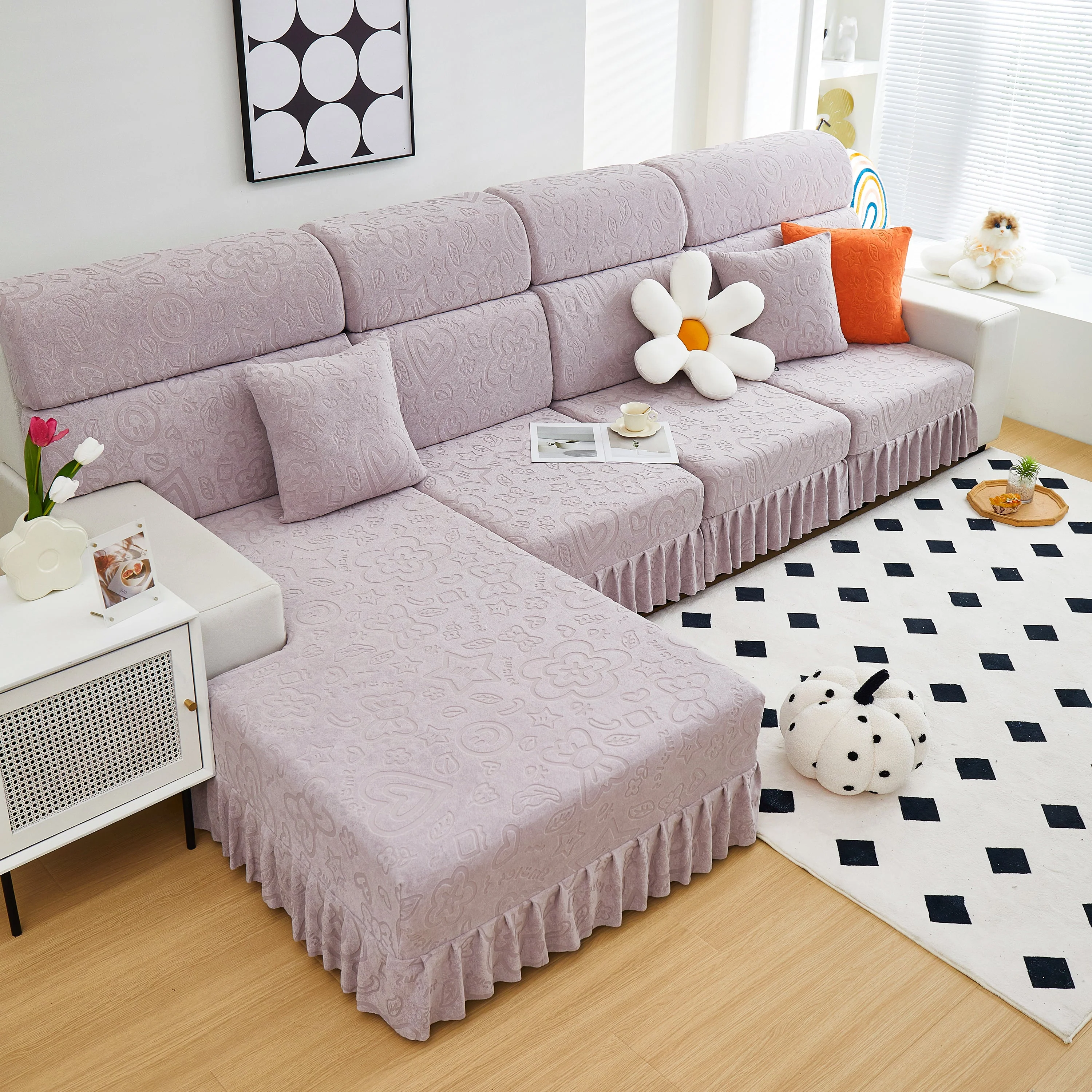 Elastic Skirted Couch Cushion Covers for 1/2/3/4-Seater Sofas, Furniture Protector for Pets, Kids - Image 31