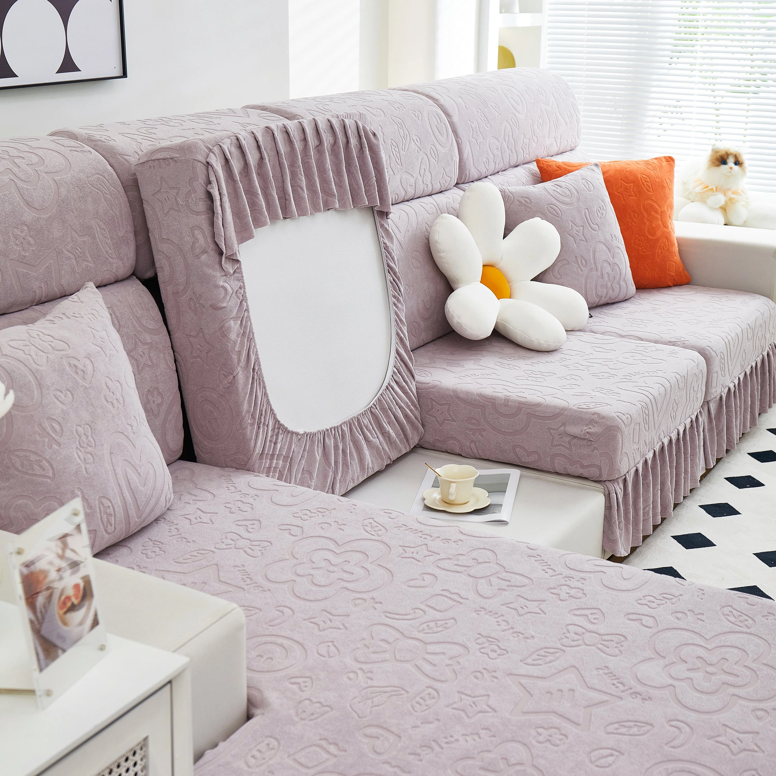 Elastic Skirted Couch Cushion Covers for 1/2/3/4-Seater Sofas, Furniture Protector for Pets, Kids - Image 34