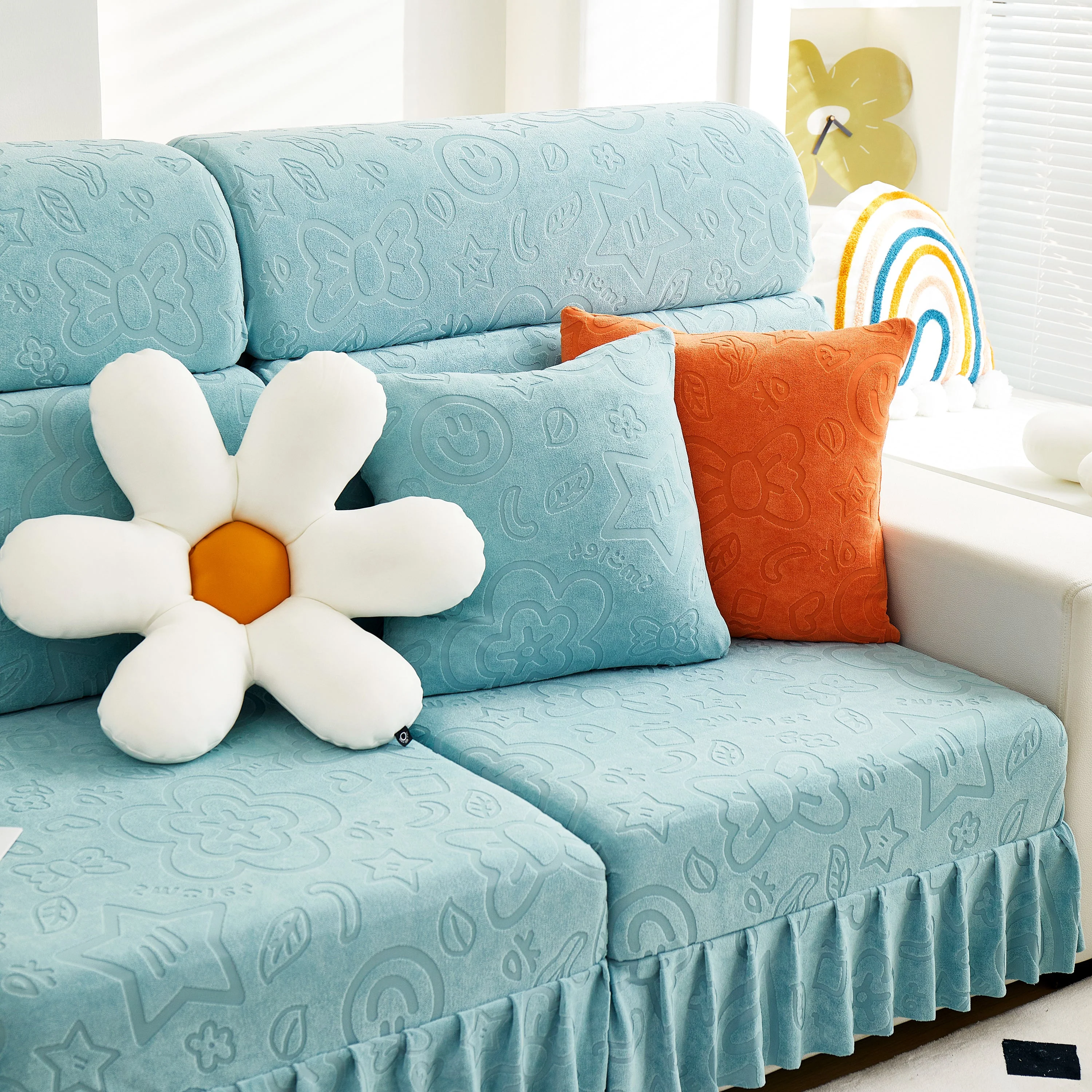 Elastic Skirted Couch Cushion Covers for 1/2/3/4-Seater Sofas, Furniture Protector for Pets, Kids - Image 40