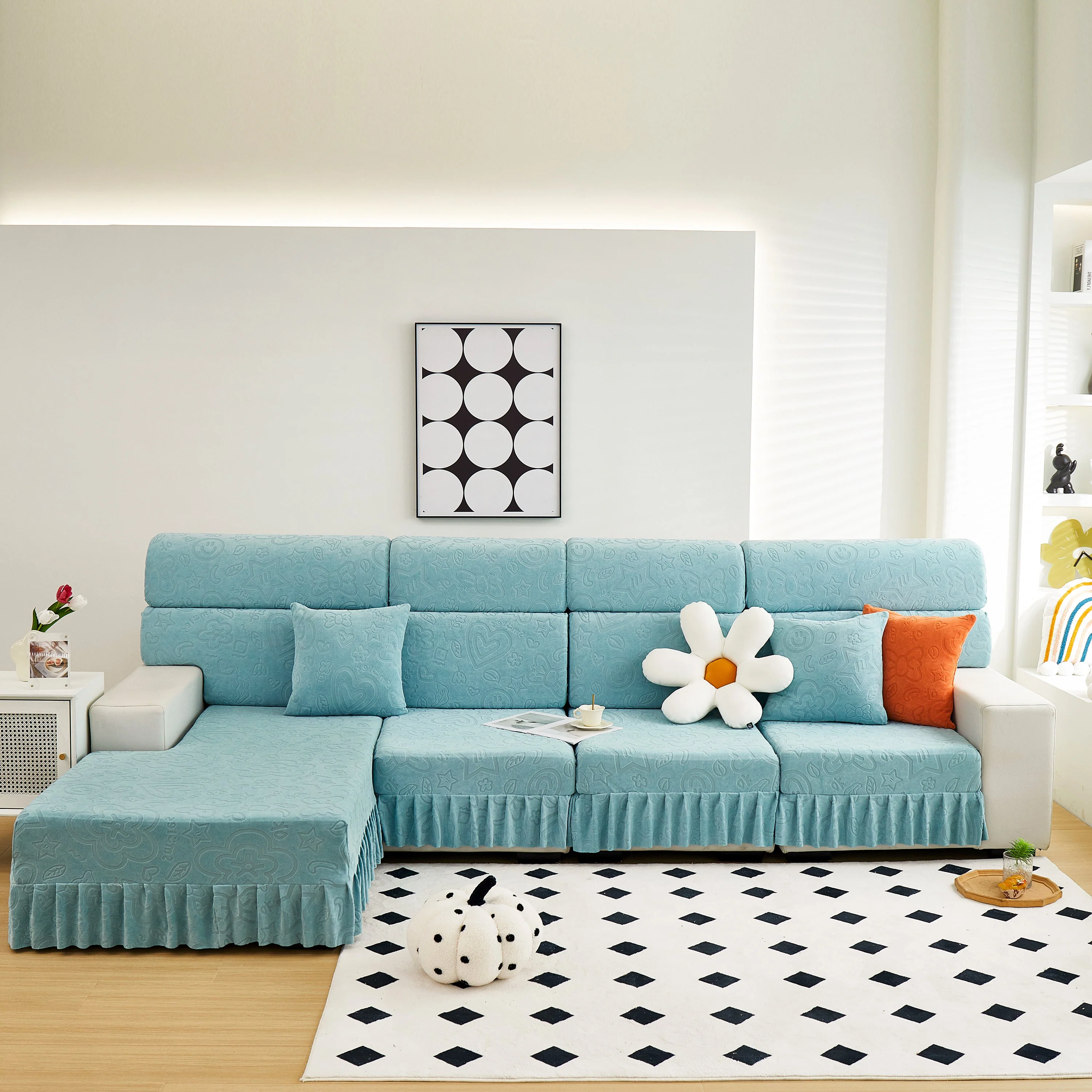 Elastic Skirted Couch Cushion Covers for 1/2/3/4-Seater Sofas, Furniture Protector for Pets, Kids - Image 41