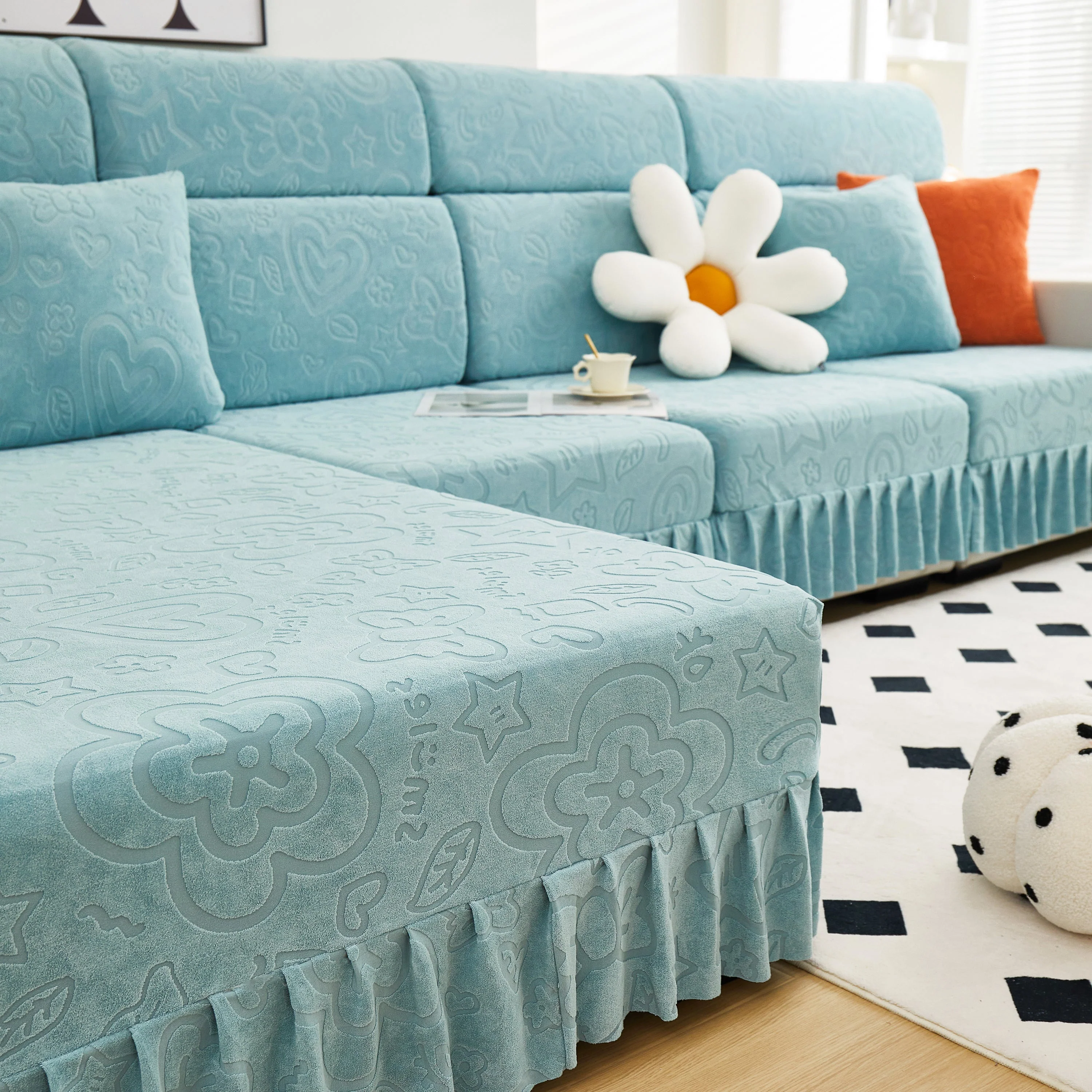 Elastic Skirted Couch Cushion Covers for 1/2/3/4-Seater Sofas, Furniture Protector for Pets, Kids - Image 42