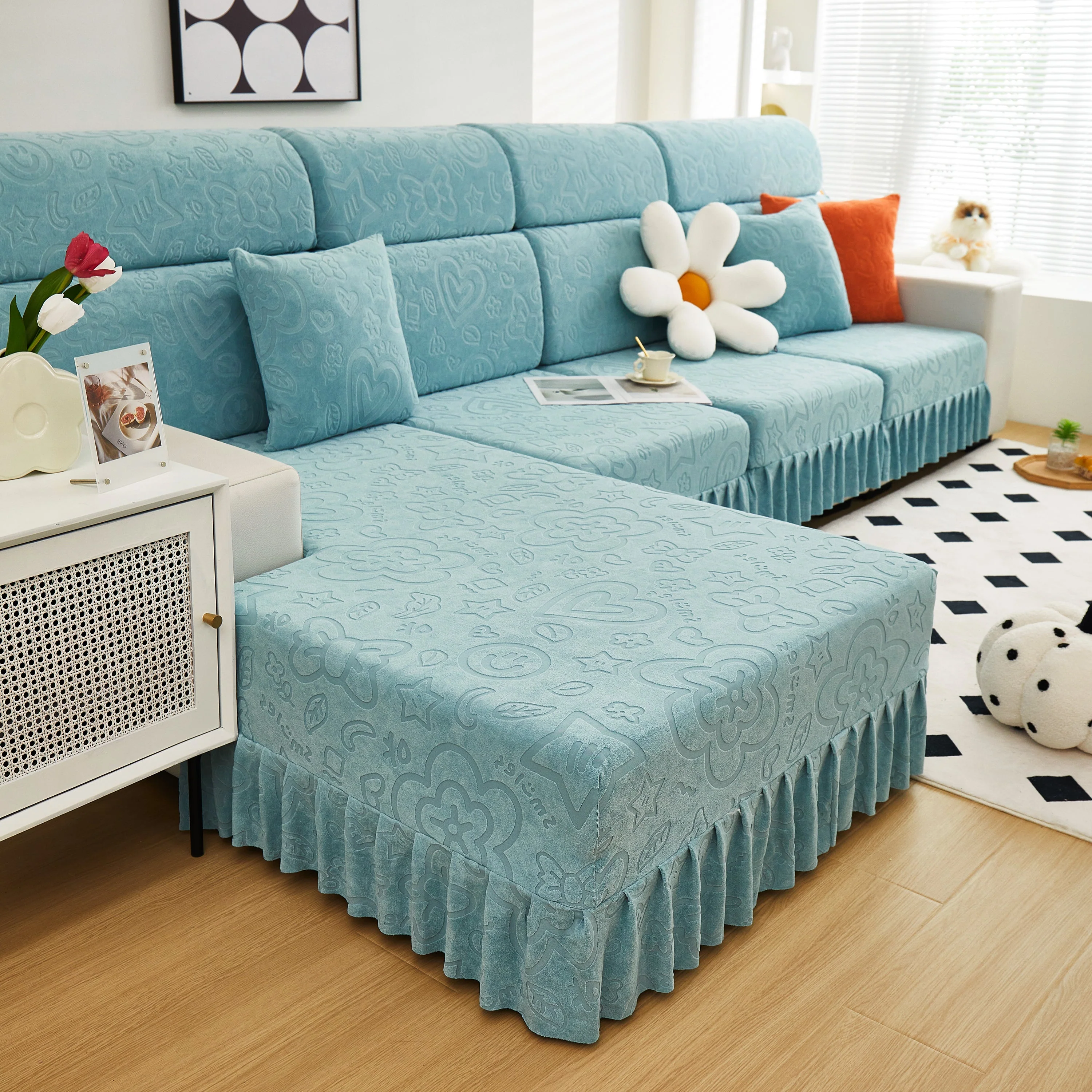 Elastic Skirted Couch Cushion Covers for 1/2/3/4-Seater Sofas, Furniture Protector for Pets, Kids - Image 47