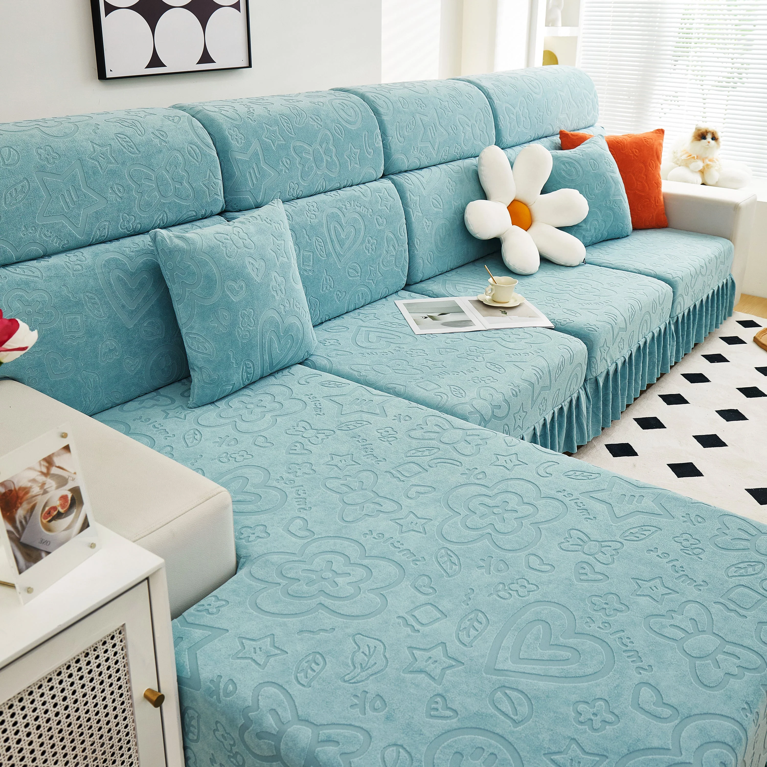 Elastic Skirted Couch Cushion Covers for 1/2/3/4-Seater Sofas, Furniture Protector for Pets, Kids - Image 48