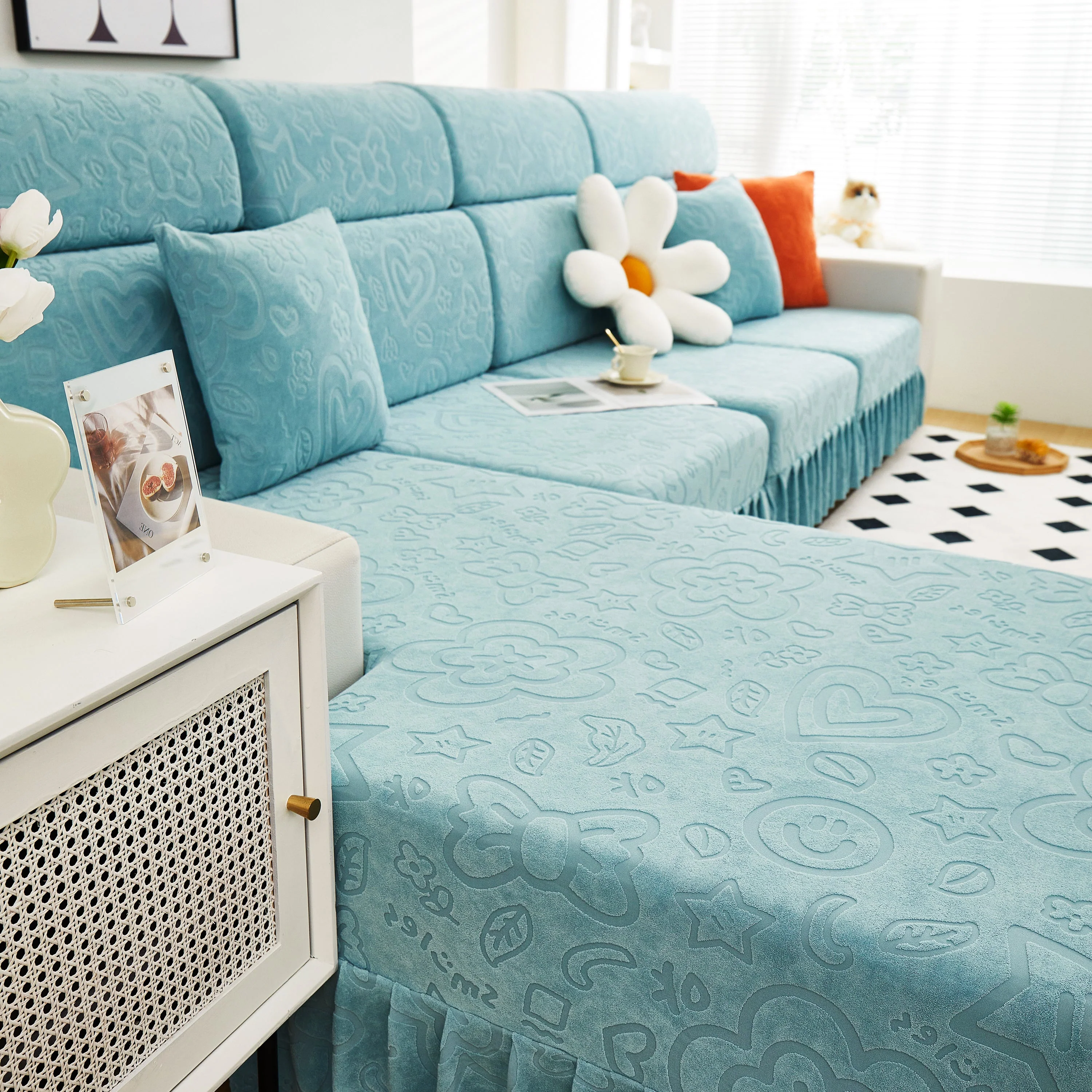 Elastic Skirted Couch Cushion Covers for 1/2/3/4-Seater Sofas, Furniture Protector for Pets, Kids - Image 50