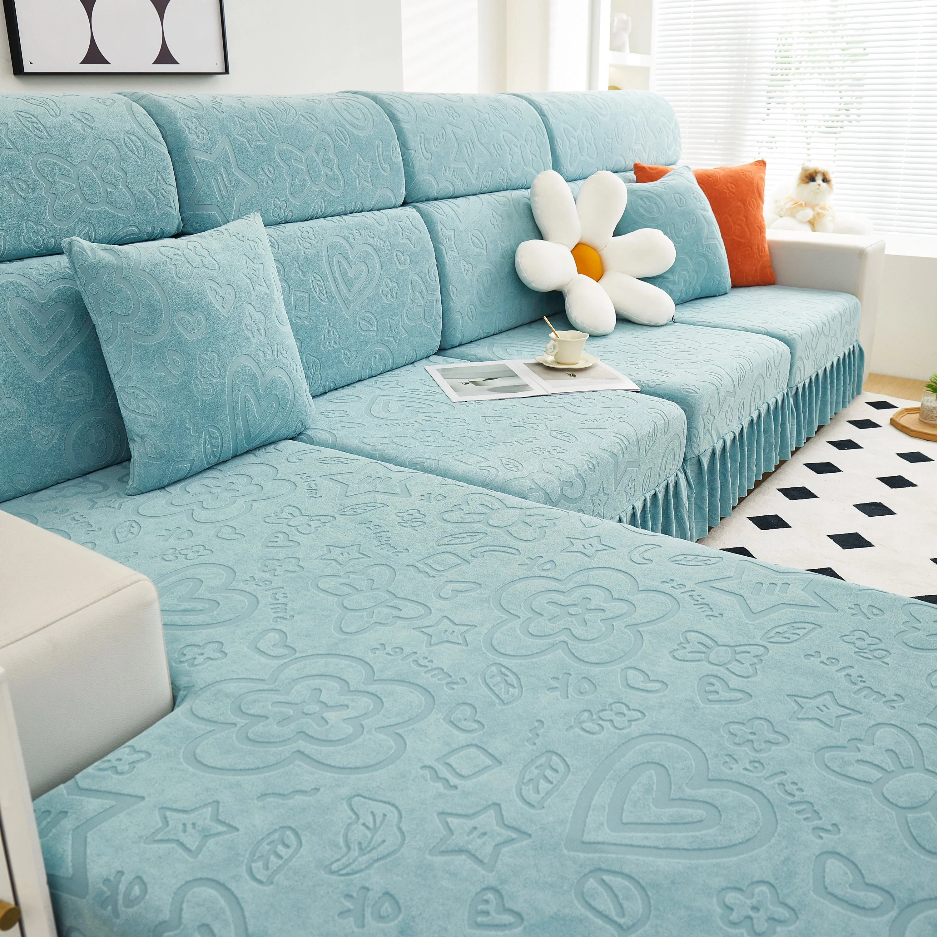 Elastic Skirted Couch Cushion Covers for 1/2/3/4-Seater Sofas, Furniture Protector for Pets, Kids - Image 51