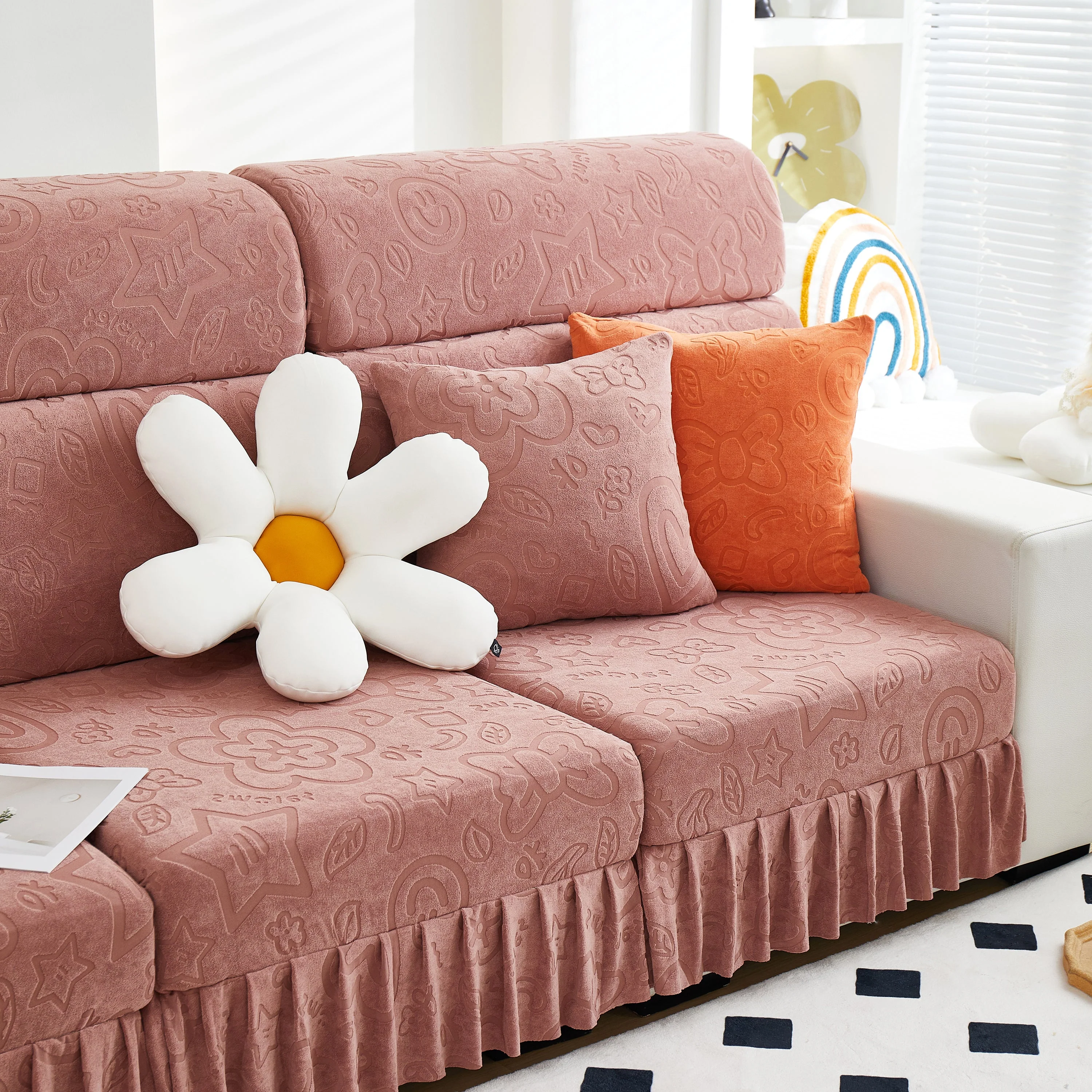 Elastic Skirted Couch Cushion Covers for 1/2/3/4-Seater Sofas, Furniture Protector for Pets, Kids - Image 62