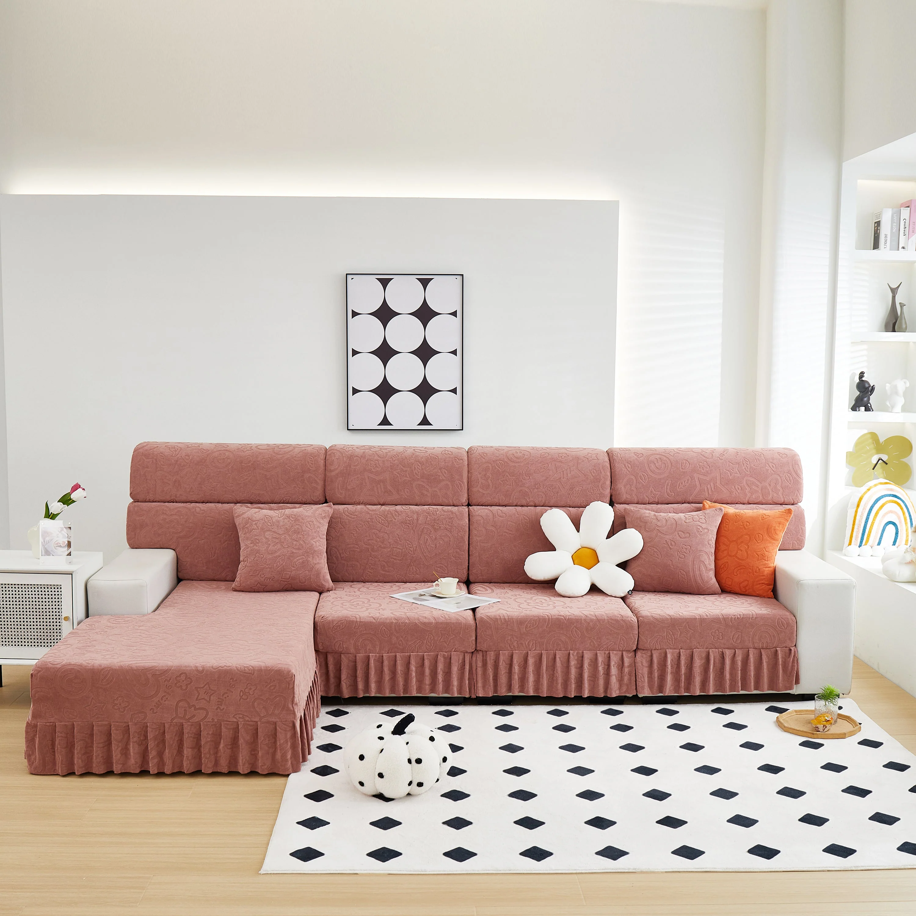 Elastic Skirted Couch Cushion Covers for 1/2/3/4-Seater Sofas, Furniture Protector for Pets, Kids - Image 63