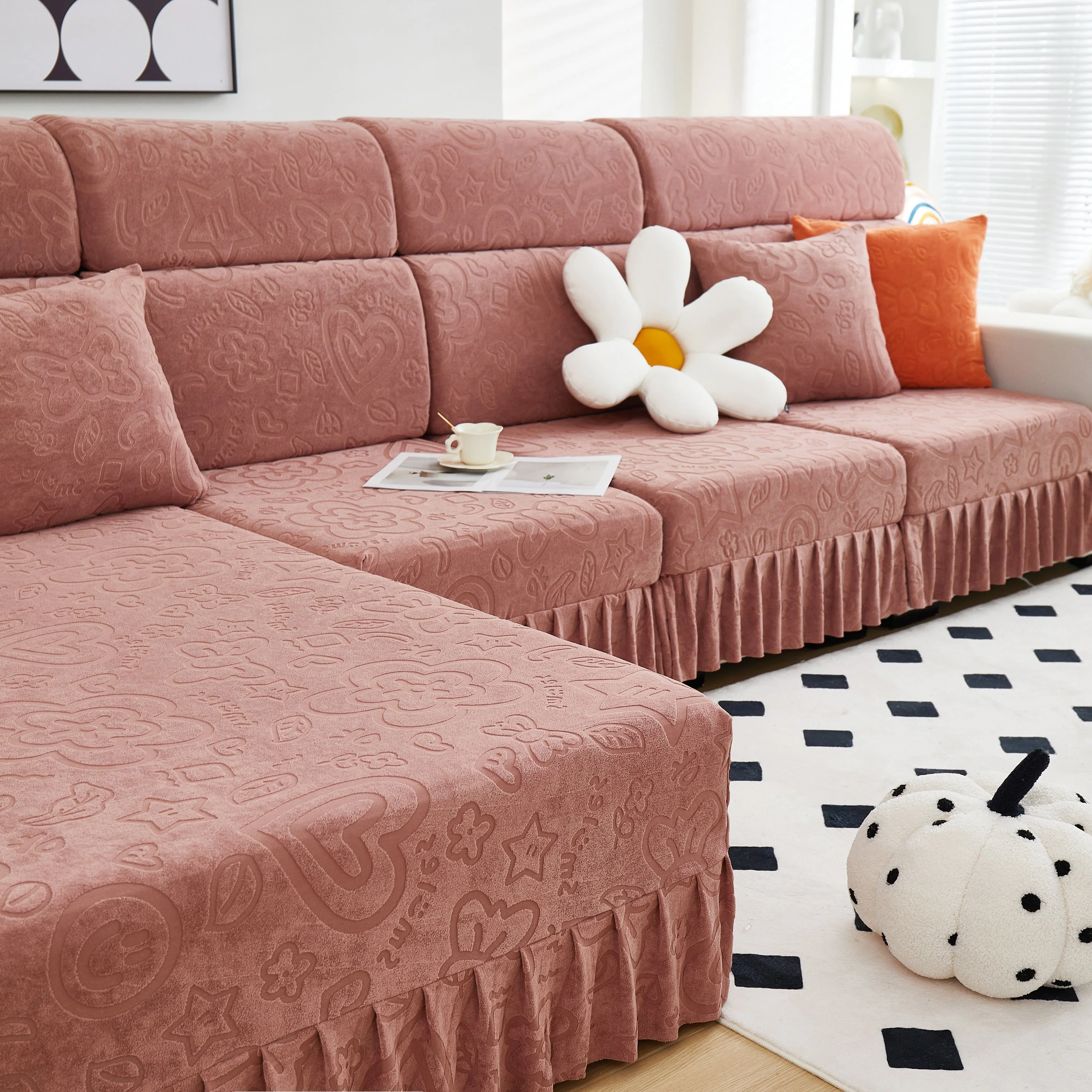 Elastic Skirted Couch Cushion Covers for 1/2/3/4-Seater Sofas, Furniture Protector for Pets, Kids - Image 64