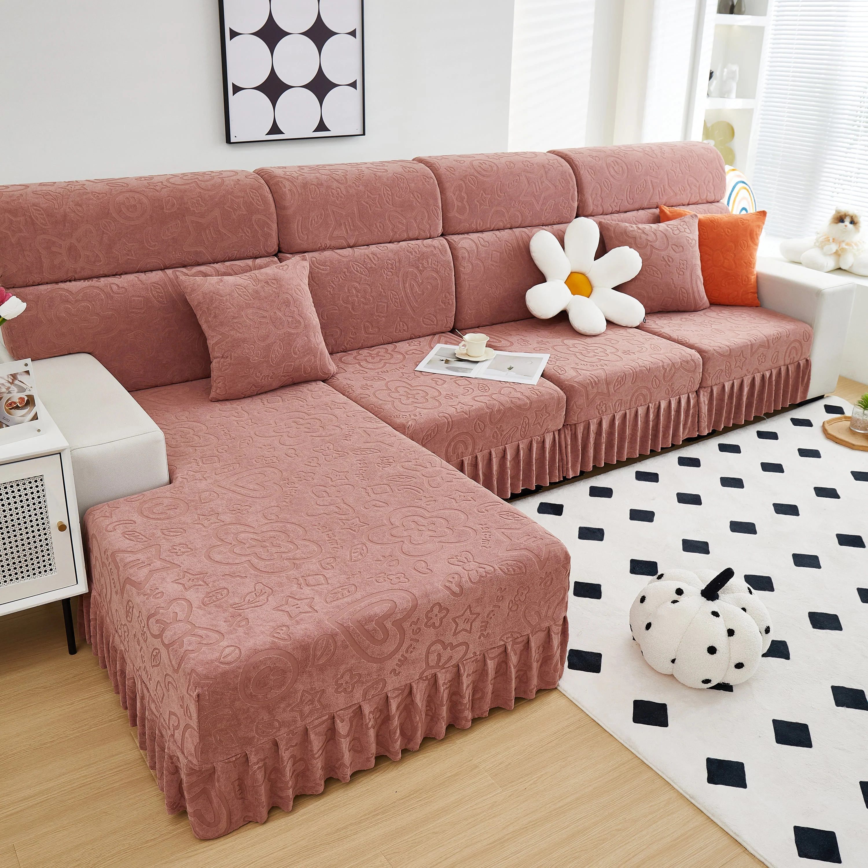 Elastic Skirted Couch Cushion Covers for 1/2/3/4-Seater Sofas, Furniture Protector for Pets, Kids - Image 65
