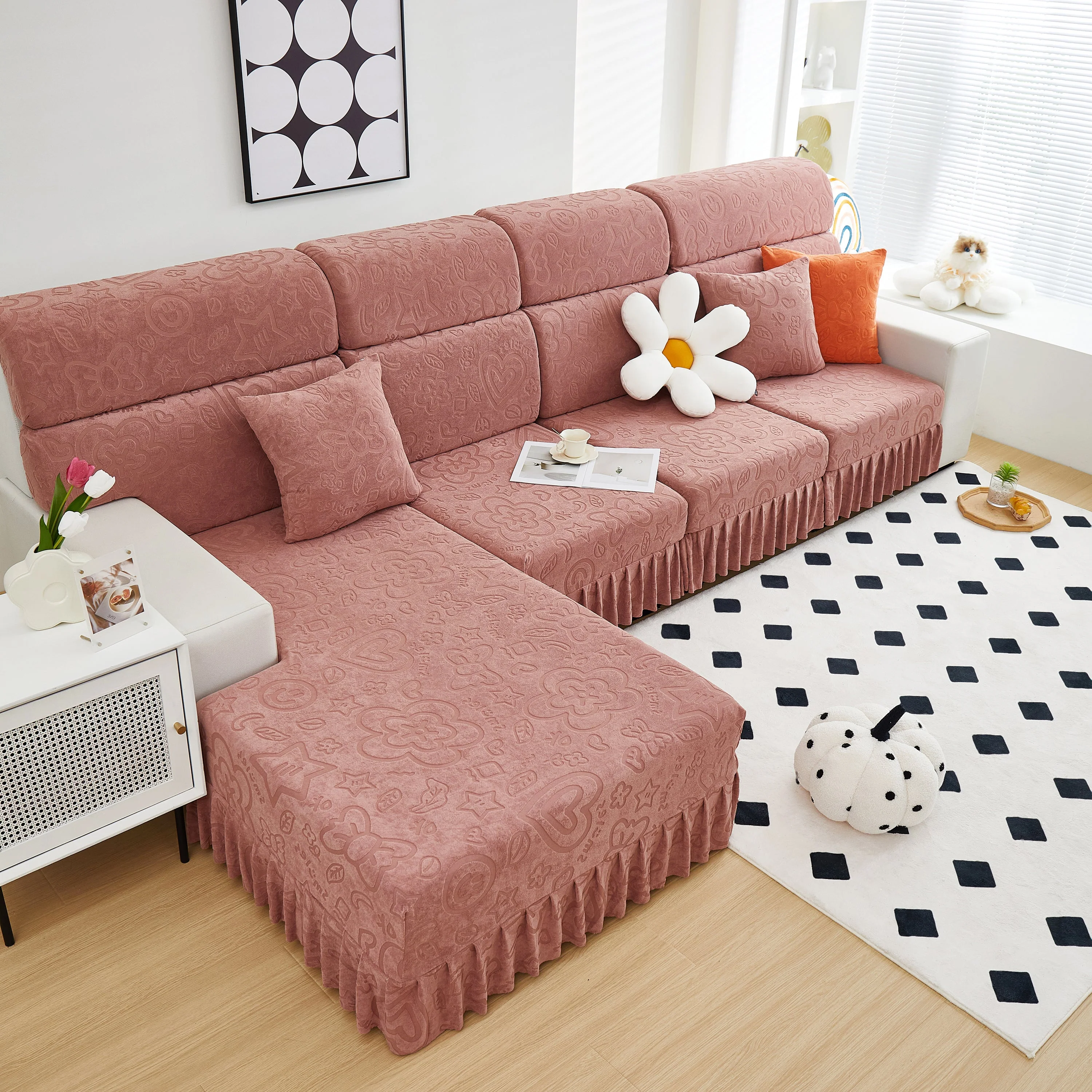 Elastic Skirted Couch Cushion Covers for 1/2/3/4-Seater Sofas, Furniture Protector for Pets, Kids - Image 67